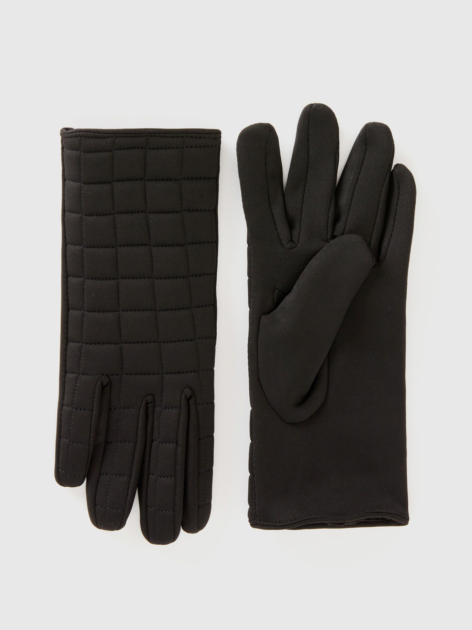 Benetton, Padded Nylon Gloves, Black, Women