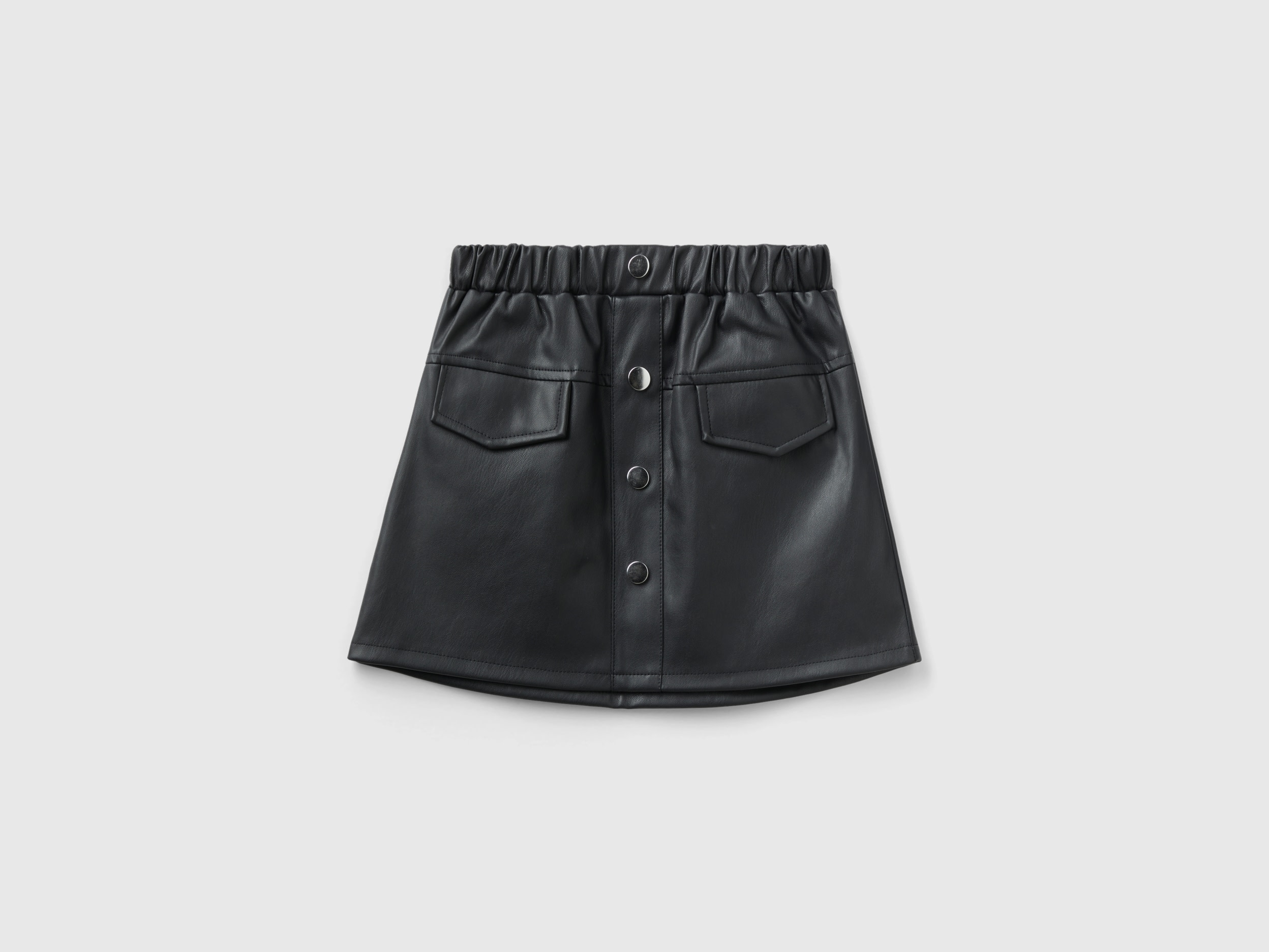 Benetton, Miniskirt In Imitation Leather, size 2-3, Black, Kids