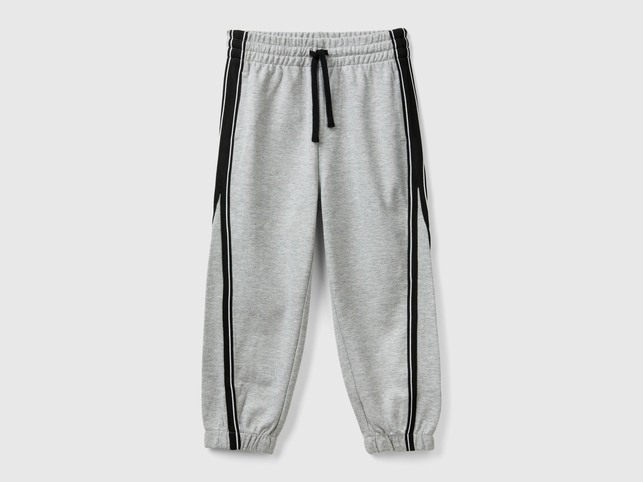 Benetton, Pantaloni In Misto Cotone Stretch, Grigio Chiaro, Bambini