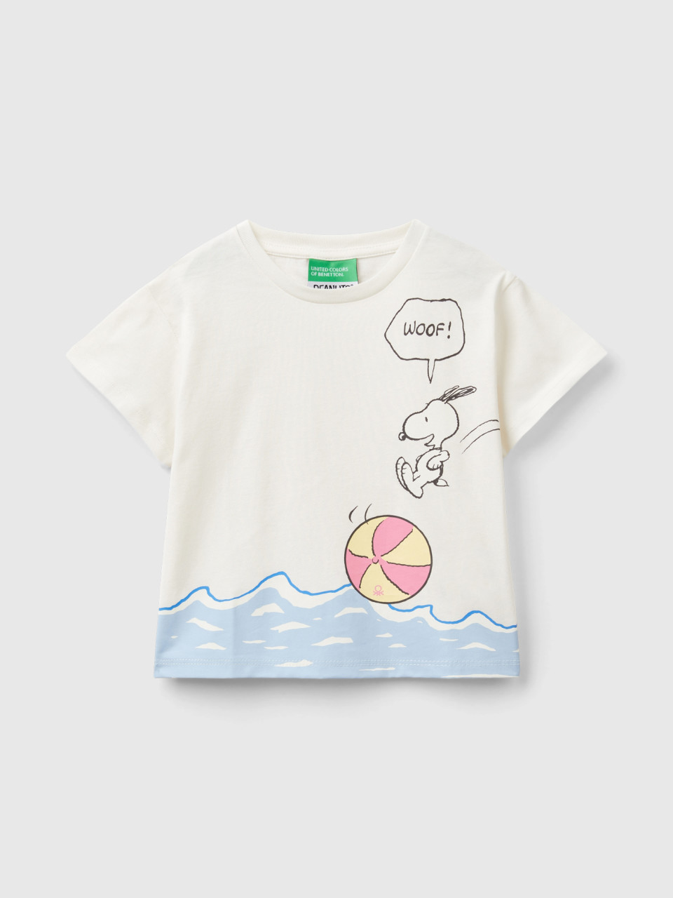 Benetton, Camiseta Boxy Fit ©peanuts, Blanco Crema, Niños