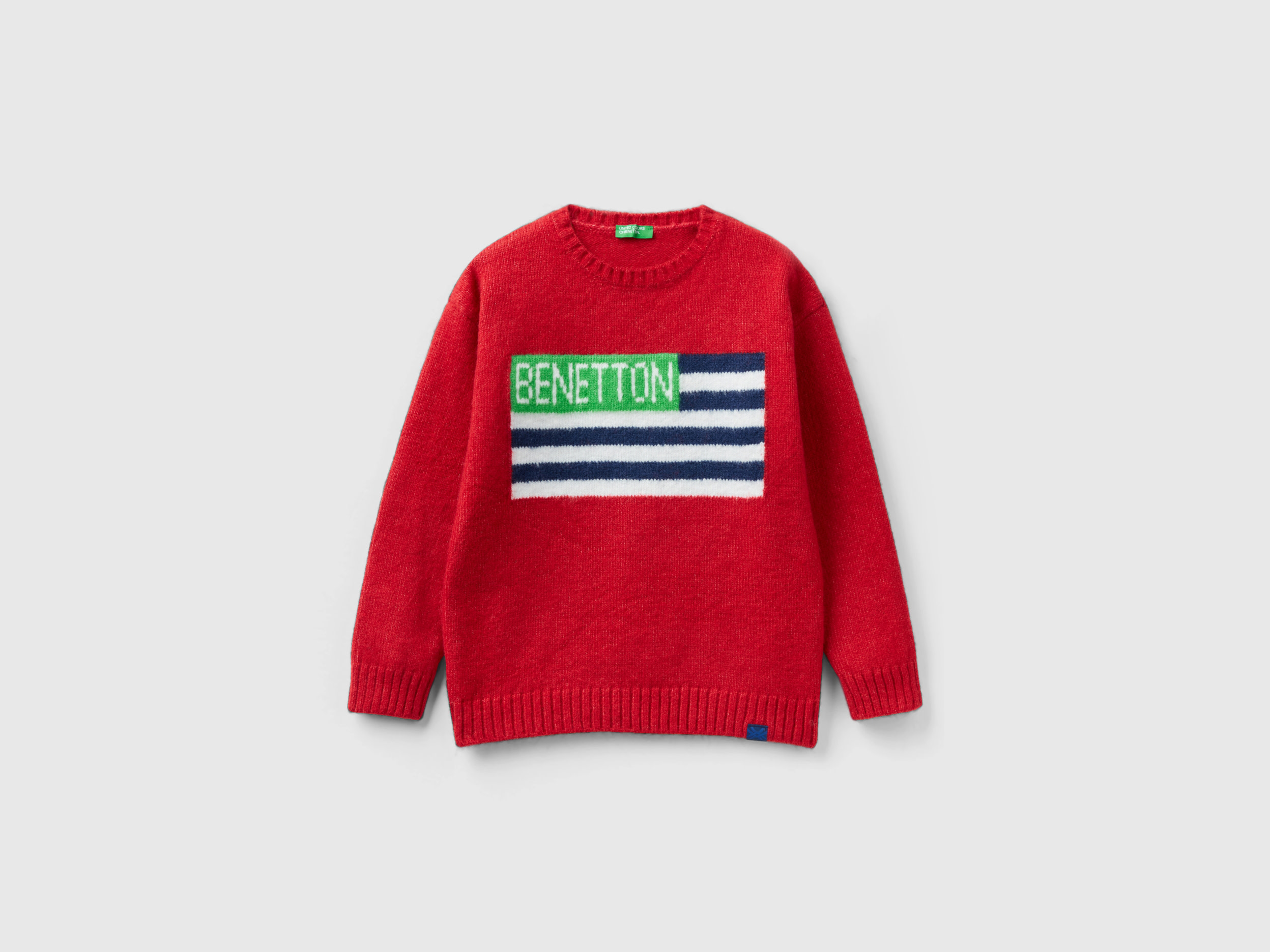 Benetton, Sweater With Flag Inlay, size 2XL, Red, Kids