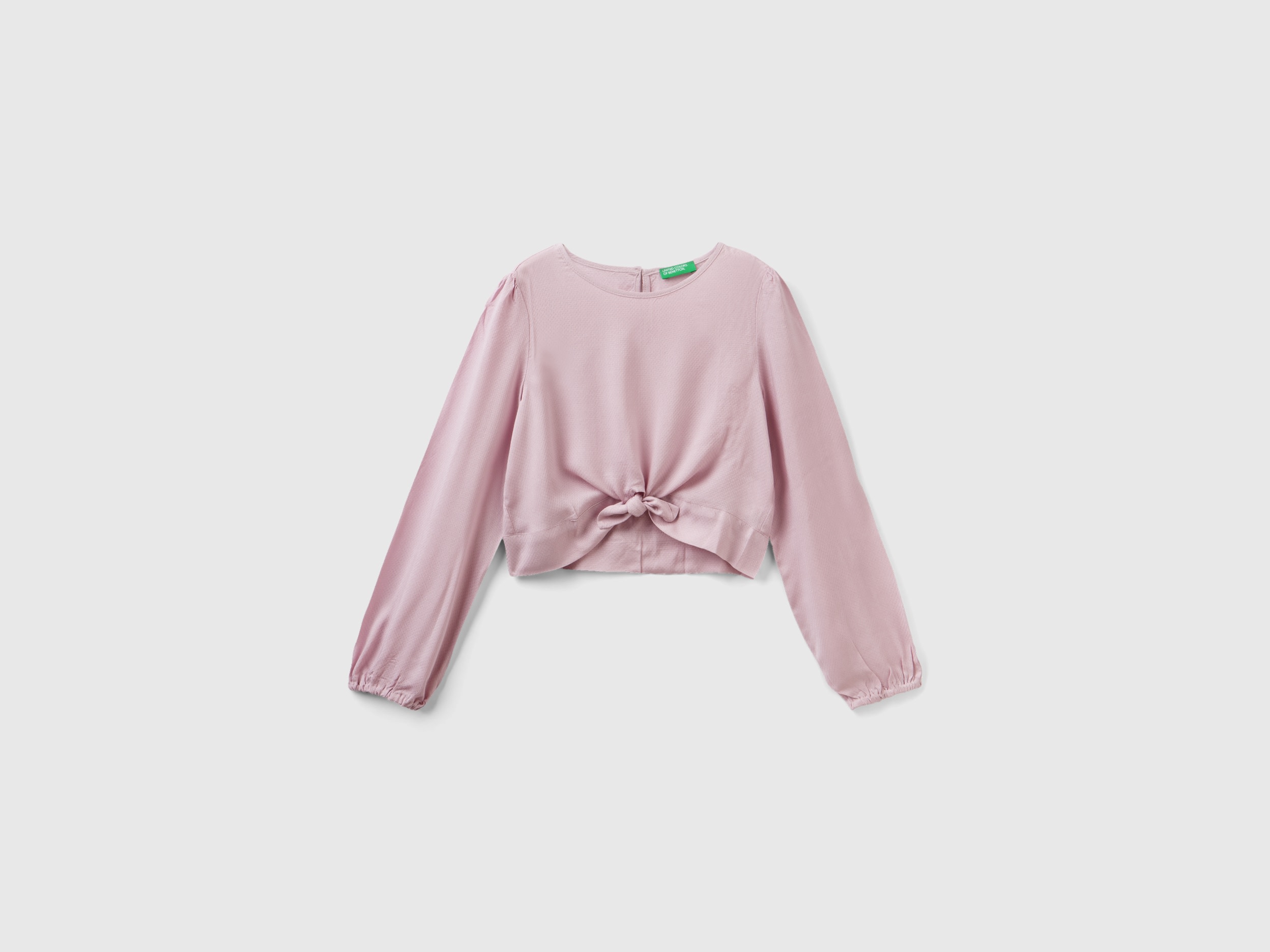 Benetton, Cropped Blouse With Knot, size L, Pink, Kids