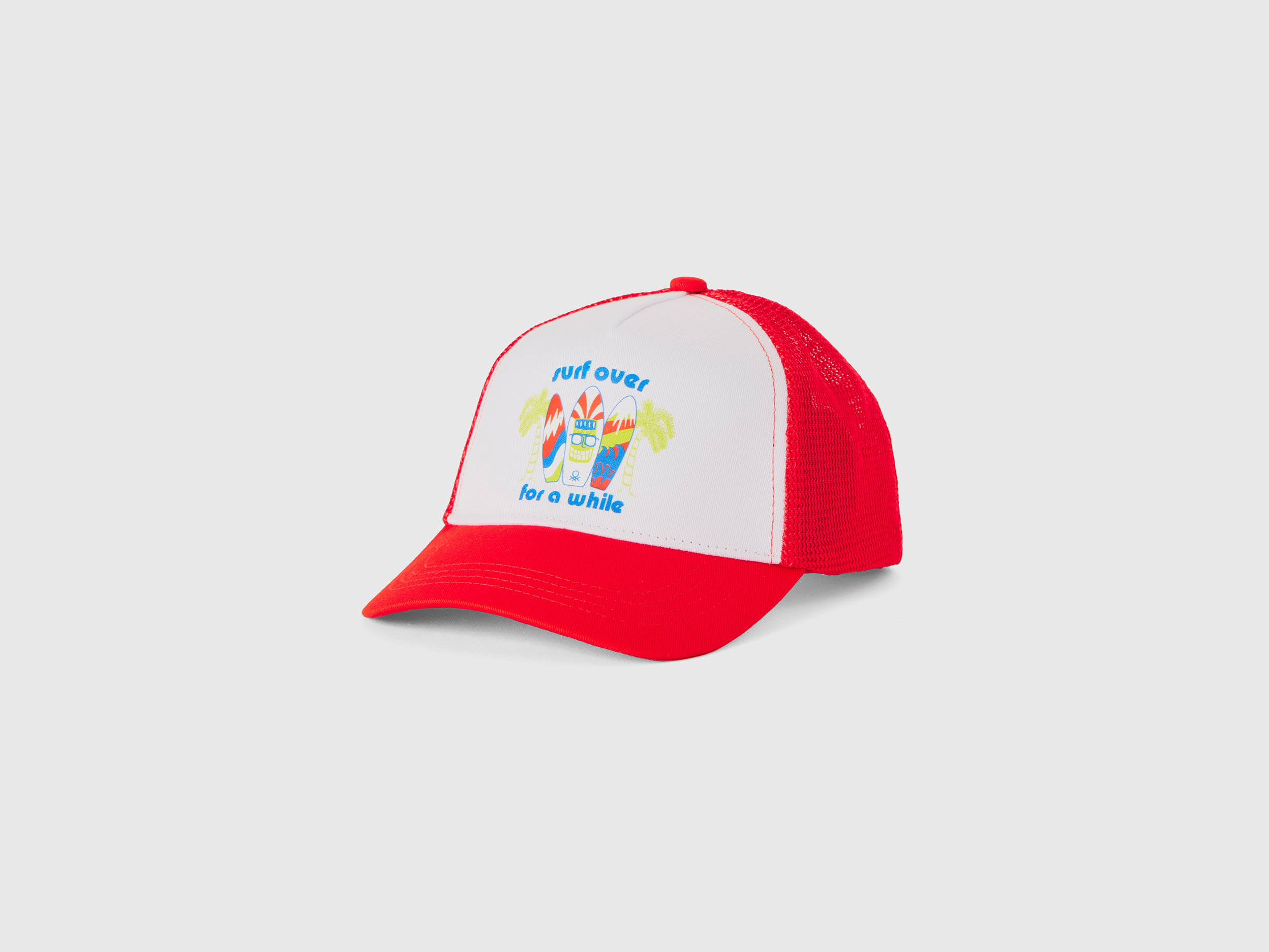 Benetton, Cappello Baseball In Cotone E Rete, , Bambini