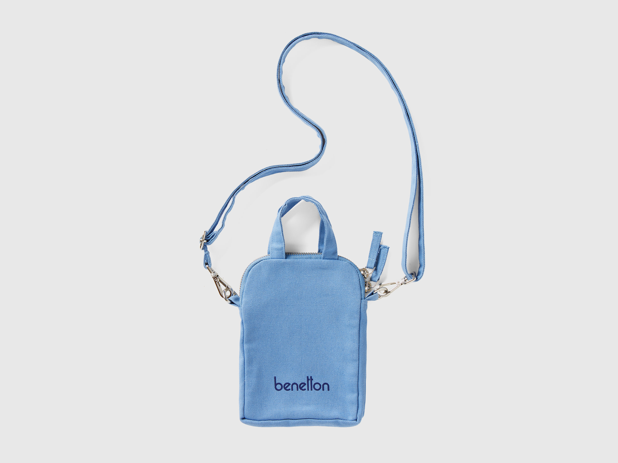 Benetton, Light Blue Cell Phone Holder In Pure Cotton, Azzurro, Donna