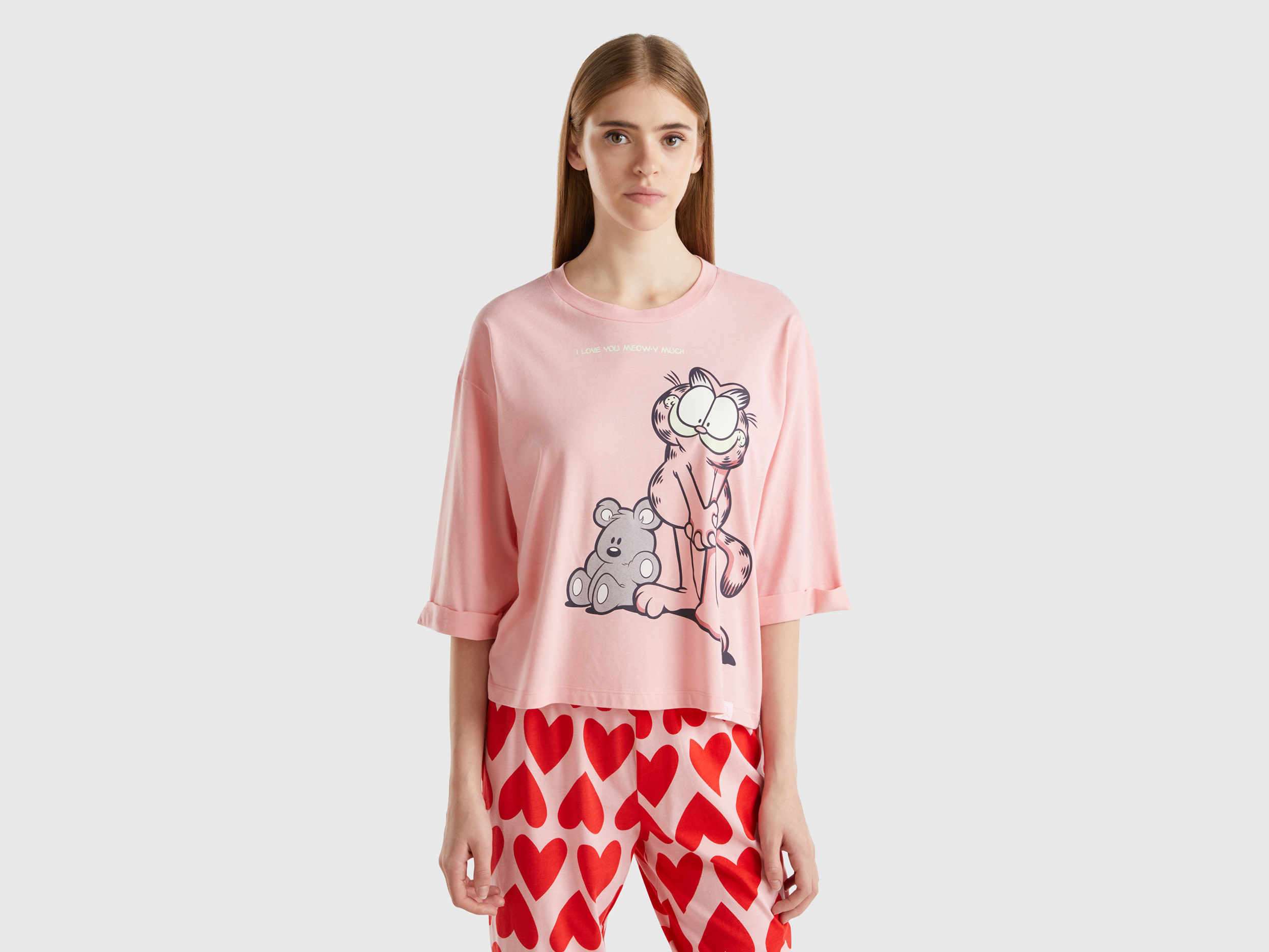 Benetton, T-shirt Garfield ©2024 By Paws, Inc., Rosa, Donna