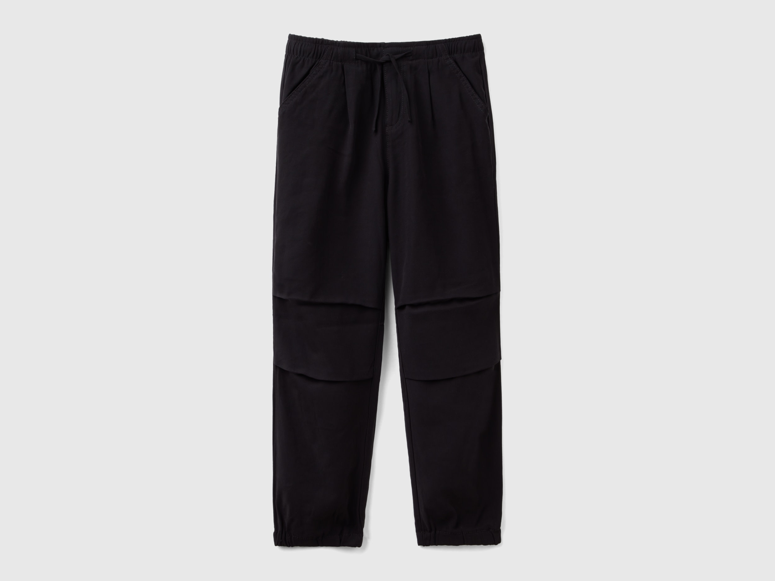 Benetton, Pantaloni Parachute Con Coulisse, Nero, Bambini