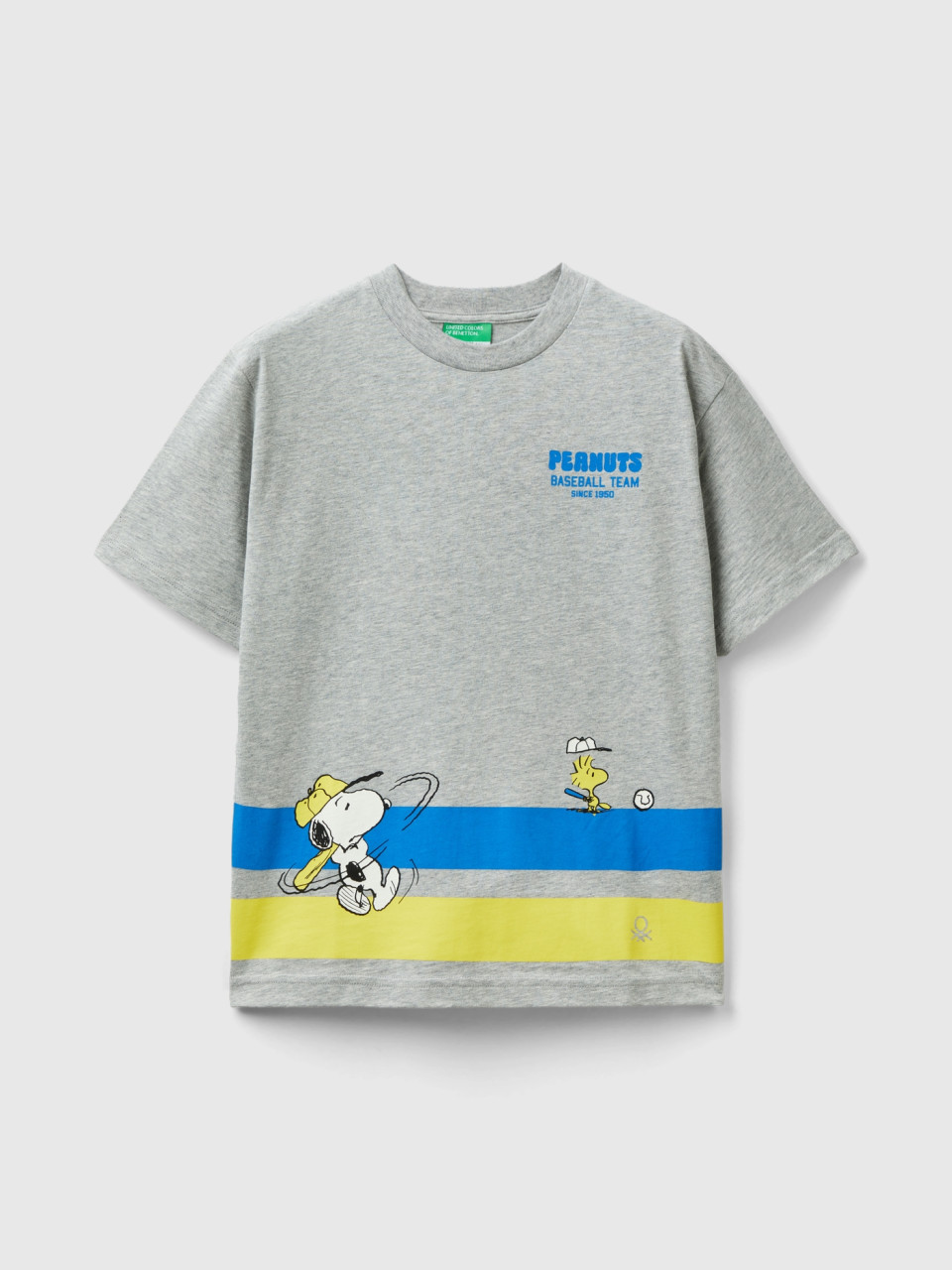 Benetton, Camiseta Con Estampado ©peanuts, Gris Claro, Niños