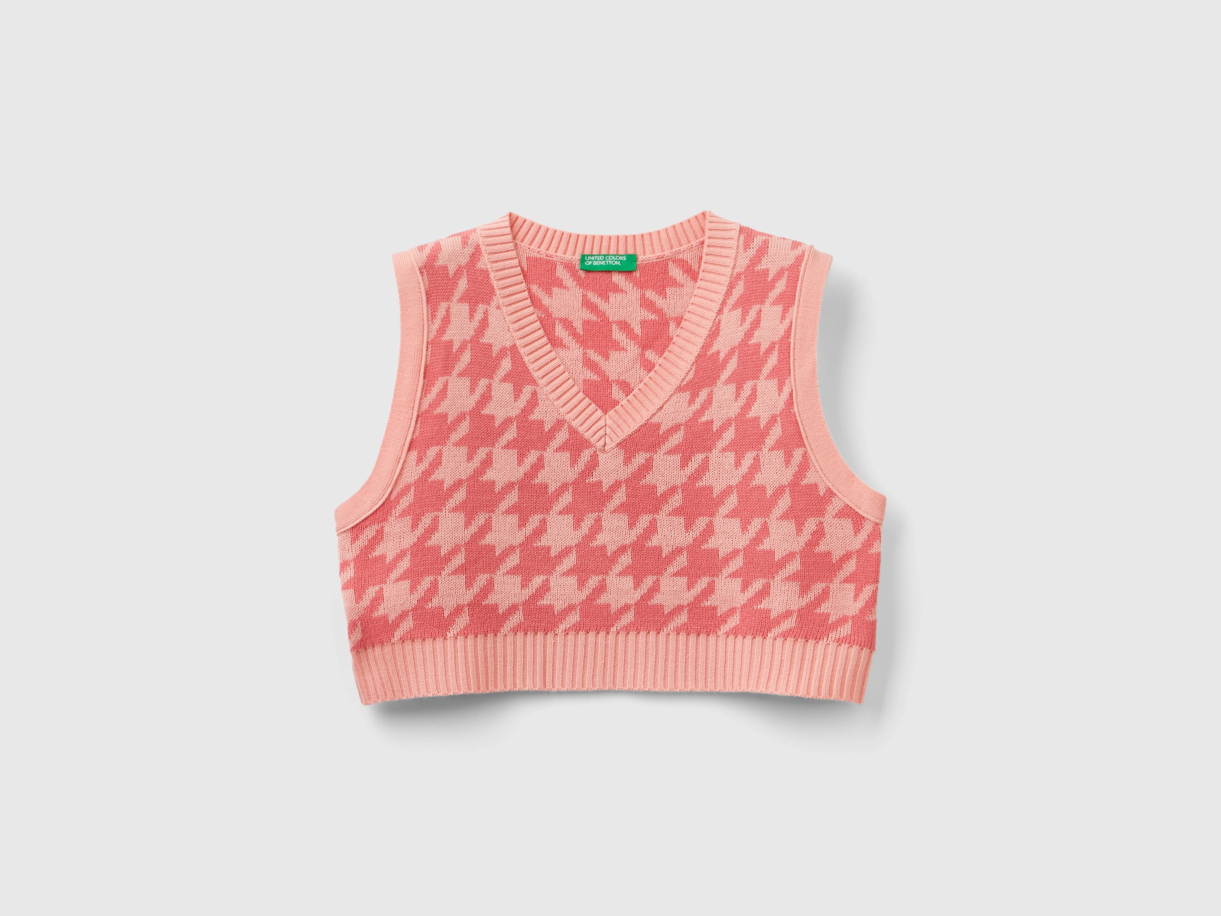 Benetton, Cropped Houndstooth Vest, size S, Pink, Kids