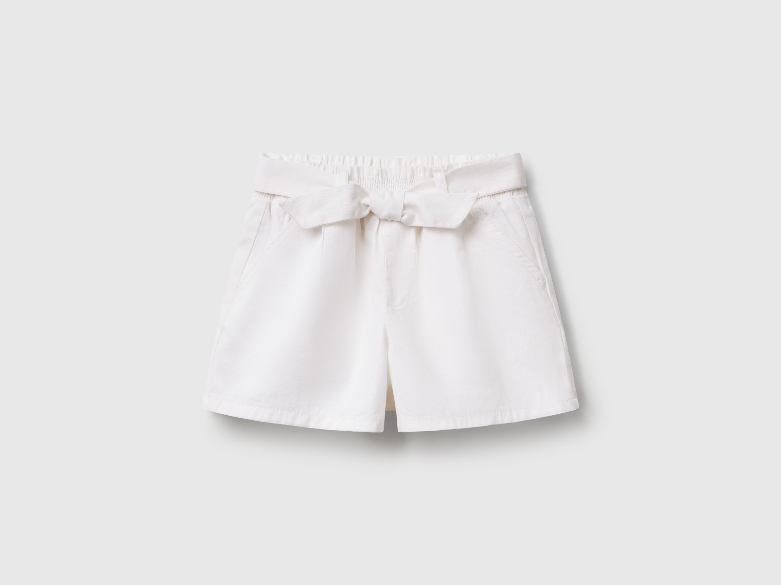 United Colors of Benetton Benetton, Παντελόνι Κοντό Με Ζώνη, size 4-5, Λευκο, Παιδικά