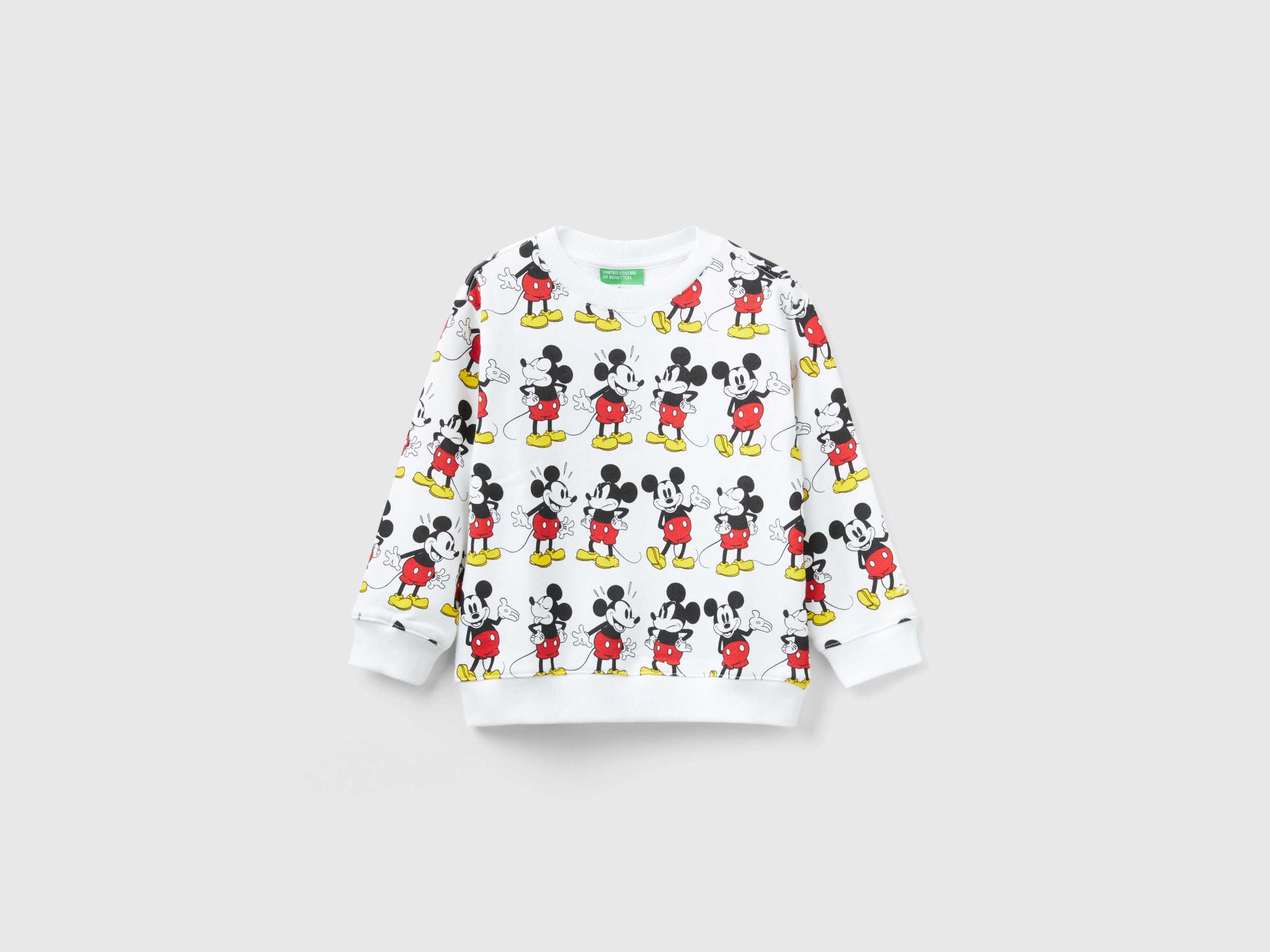 Benetton, White Mickey Mouse Sweatshirt, size 3-4, White, Kids