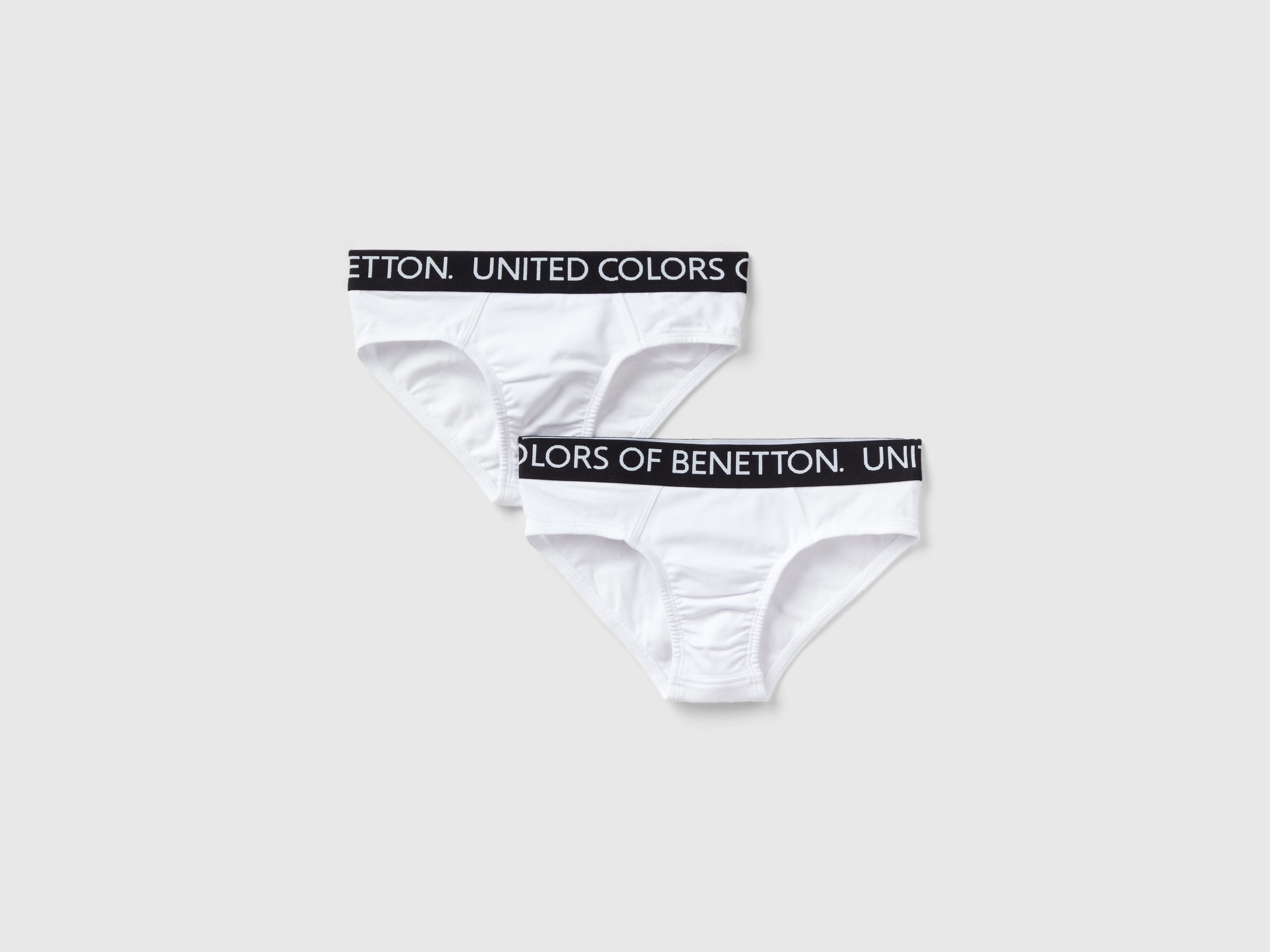 Benetton, Two Pairs Of Underwear With Logoed Elastic, size 18-24, White, Kids