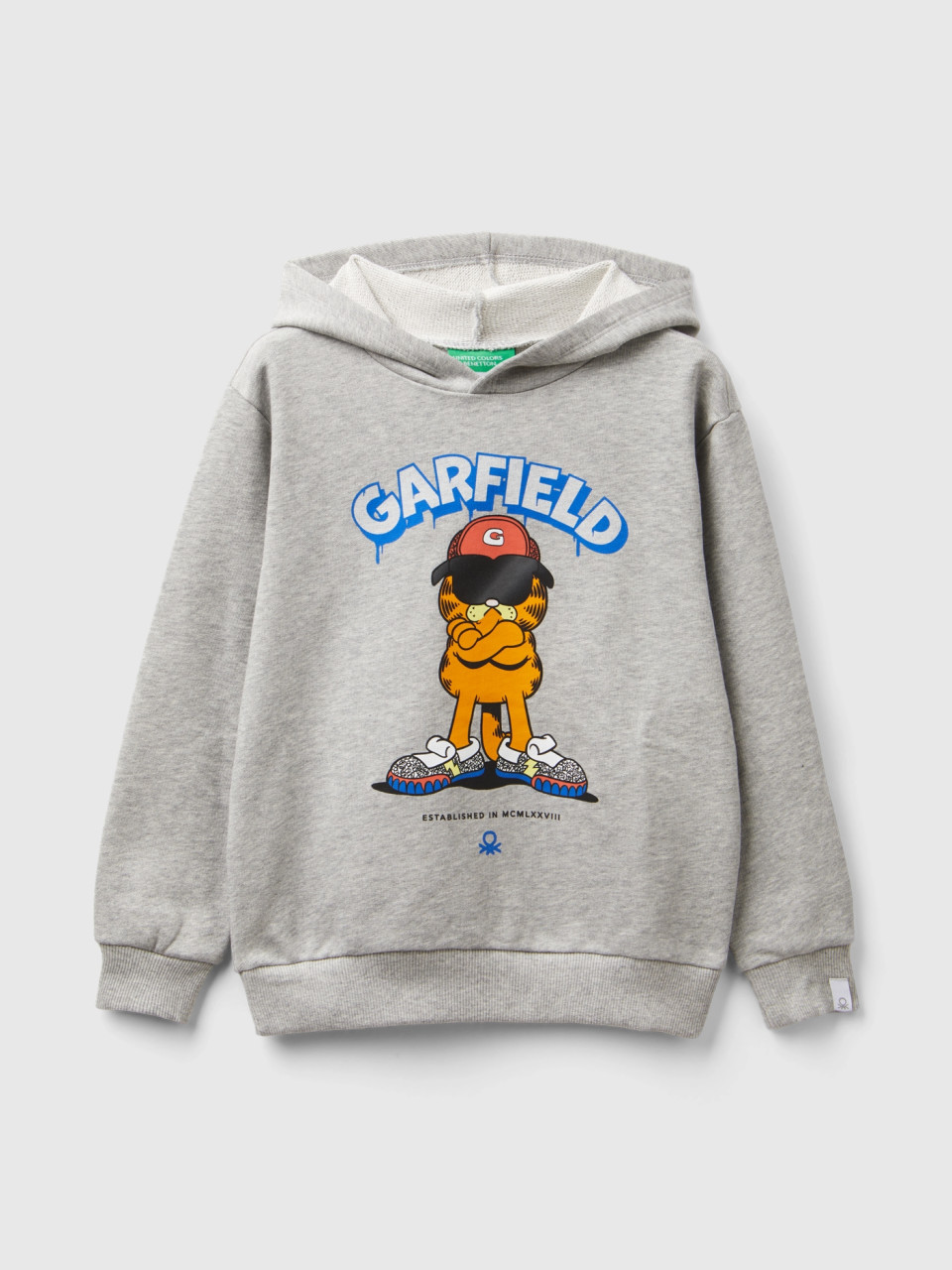 Benetton, Sweat Garfield ©2024 By Paws, taille M, Gris Clair