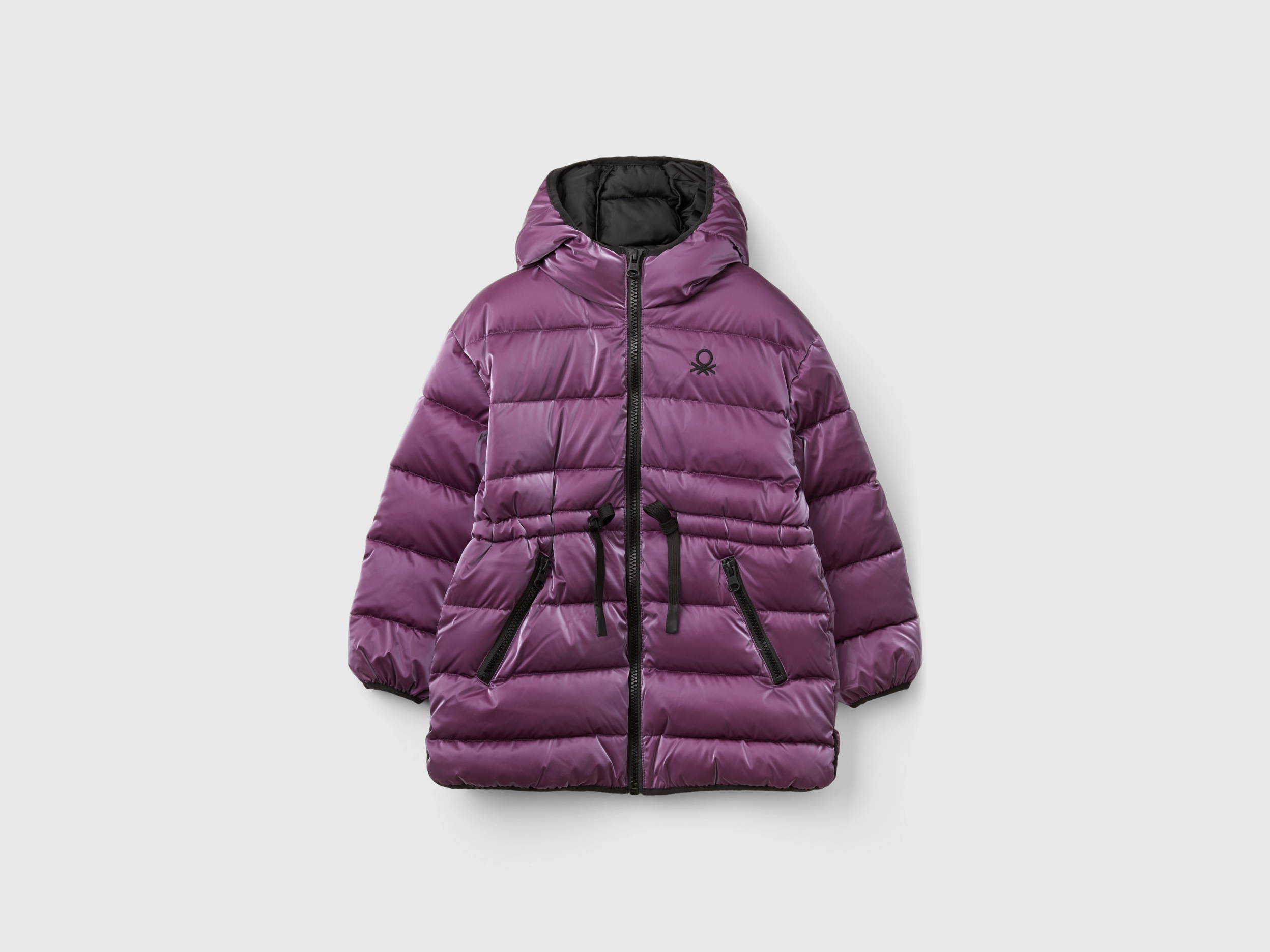 Benetton, Jacke Mit Kordelzug Aus Glänzendem Nylon, size M, Mauve, female