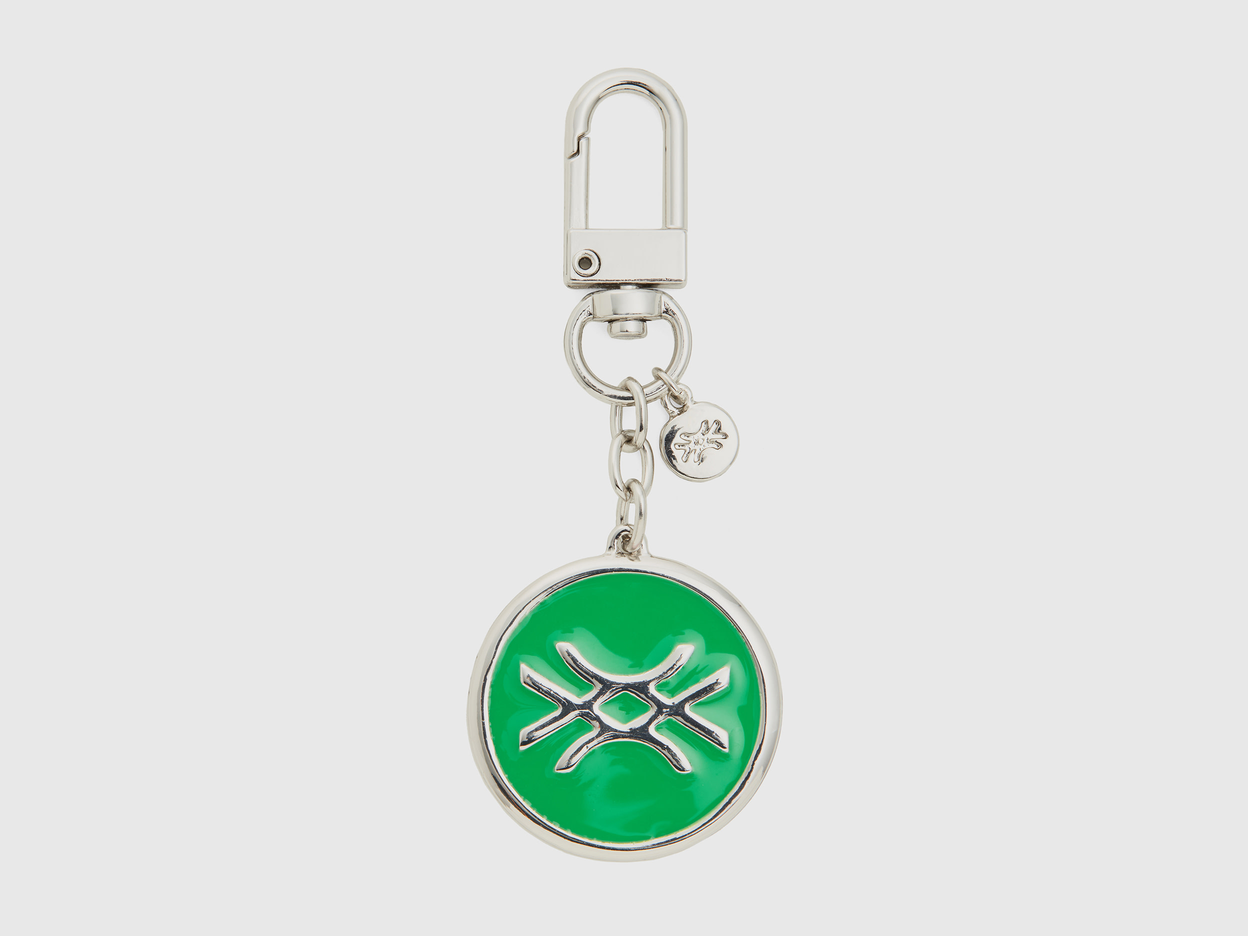 Benetton, Silver Keychain With Green Pendant, size OS, Green, Women