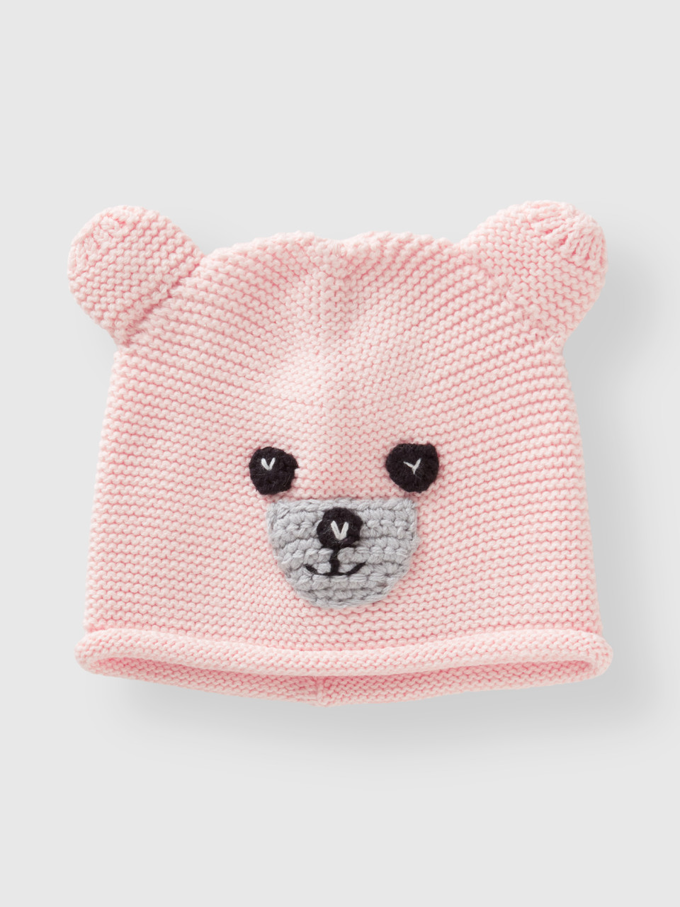 Benetton, Crochet Hat With Applique, Soft Pink, Kids