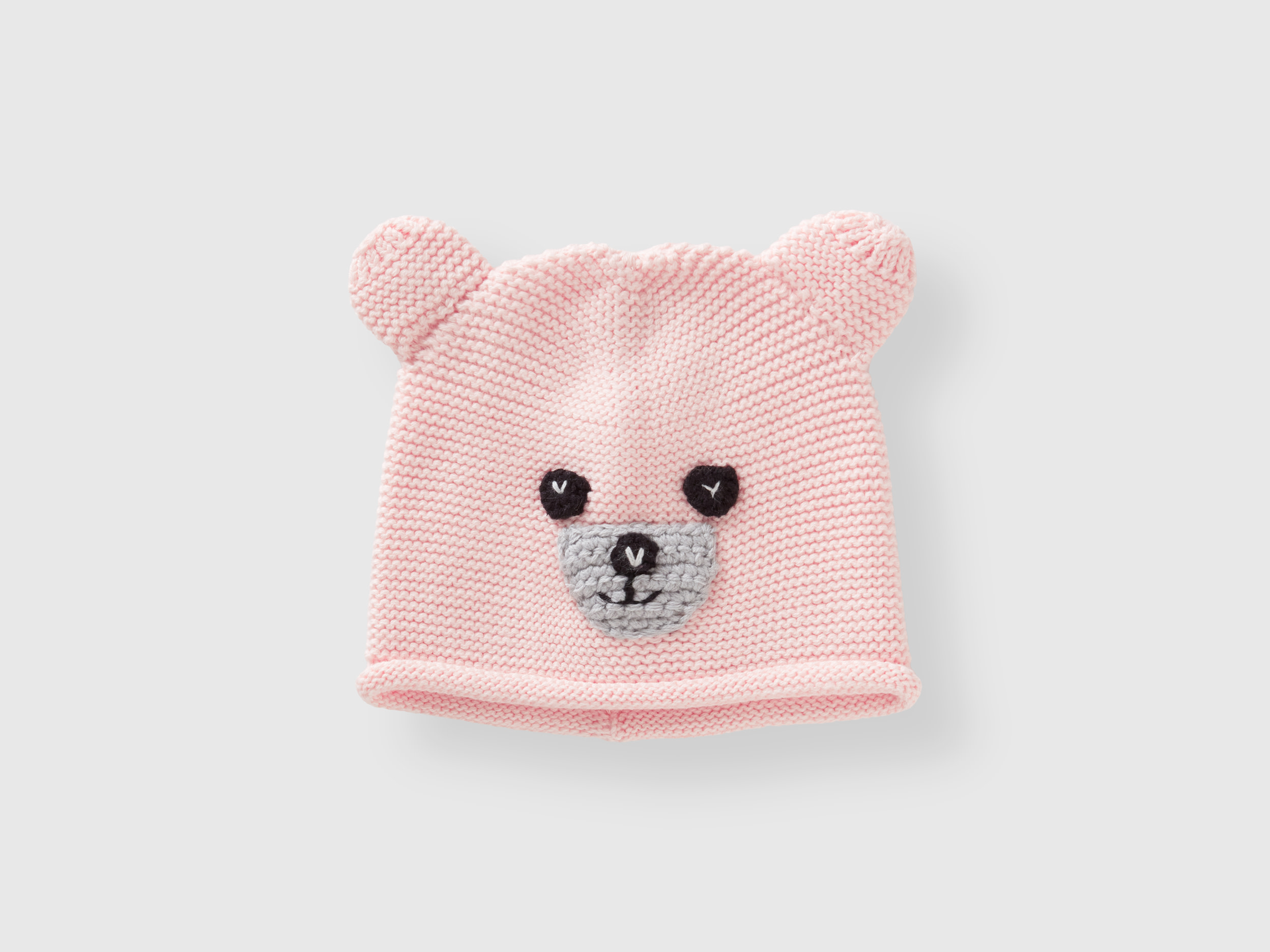 Benetton, Crochet Hat With Applique, size 0-3, Soft Pink, Kids