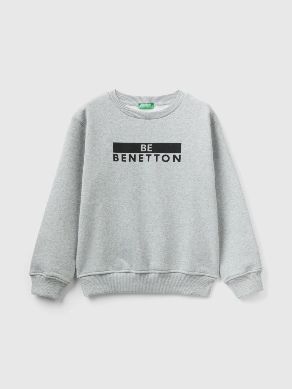 Benetton, Warmer Sweater Mit Logo, Grau, male