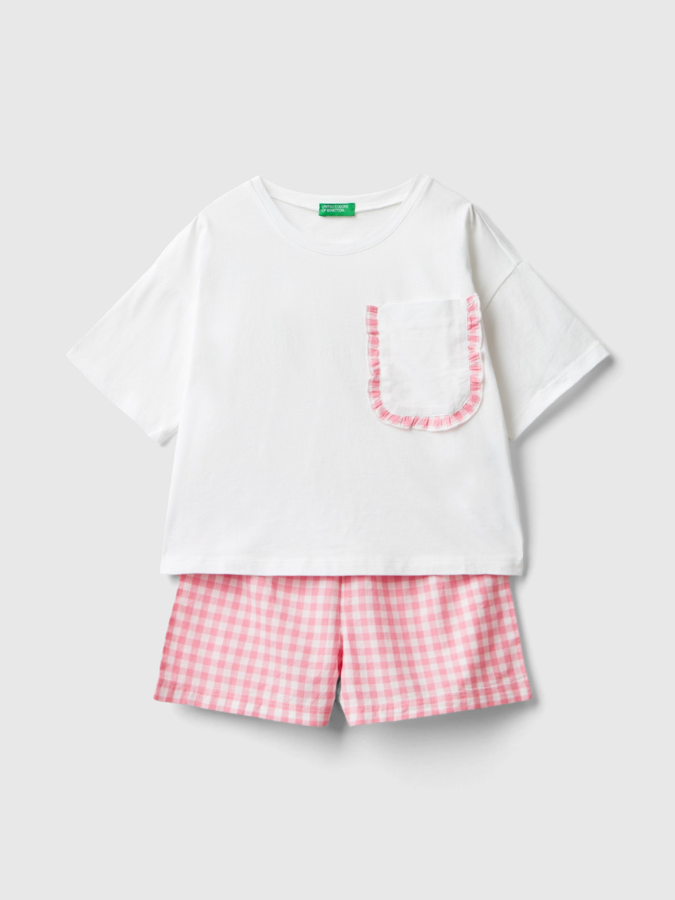 Benetton, Pyjamas With Vichy Check, Pink, Kids