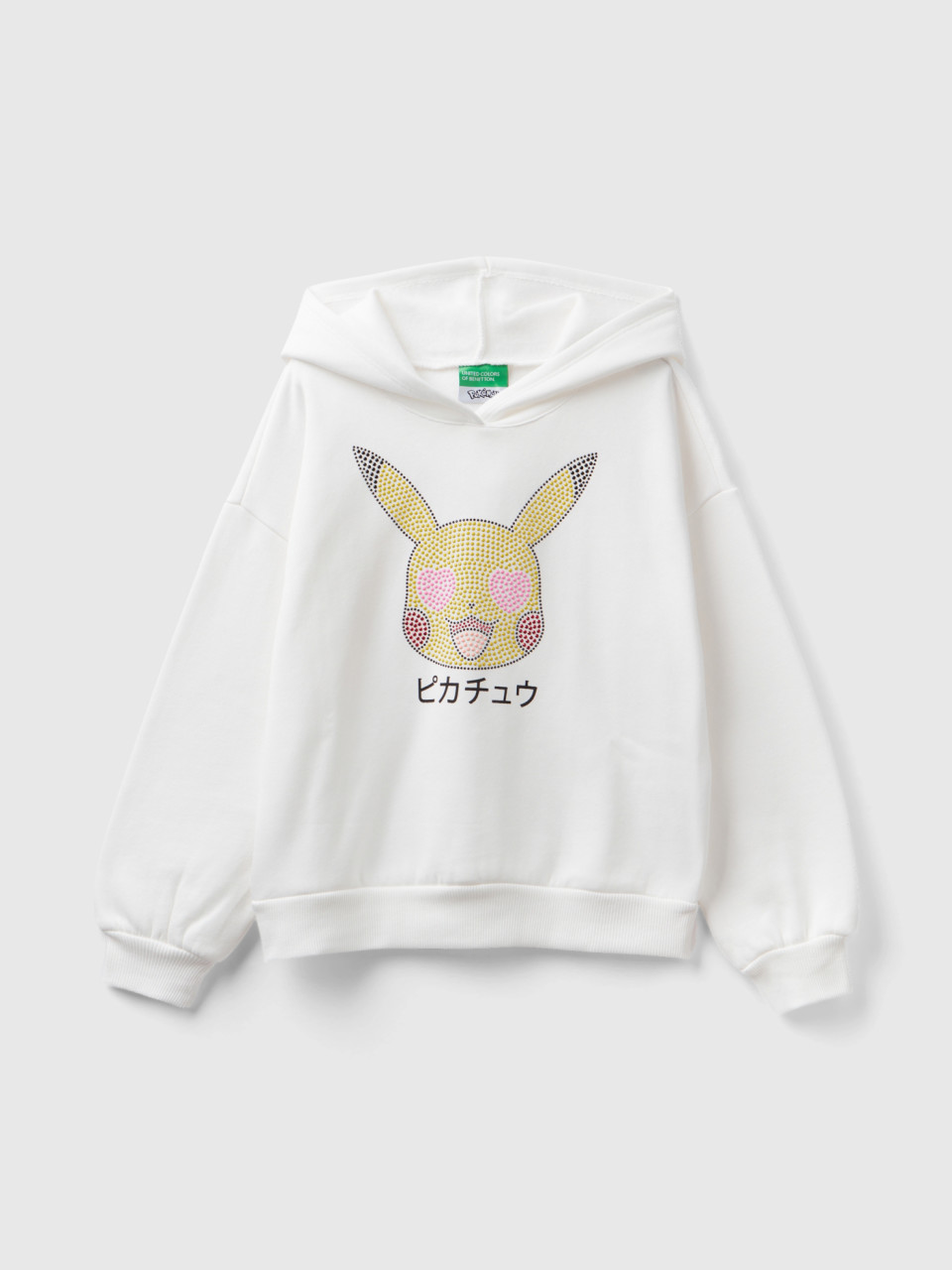 Benetton, Warmer Pokémon-kapuzensweater, Weiss, female