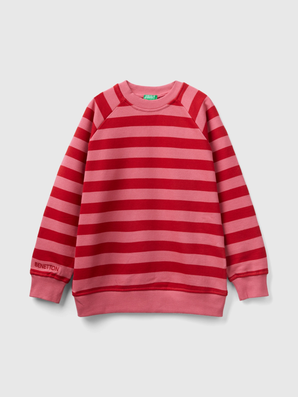 Benetton, Pink And Red Striped Sweatshirt, Multi-color, Kids