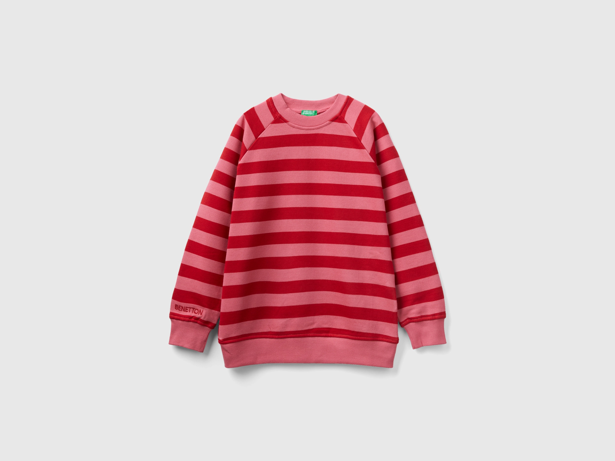 Benetton, Pink And Red Striped Sweatshirt, size L, Multi-color, Kids
