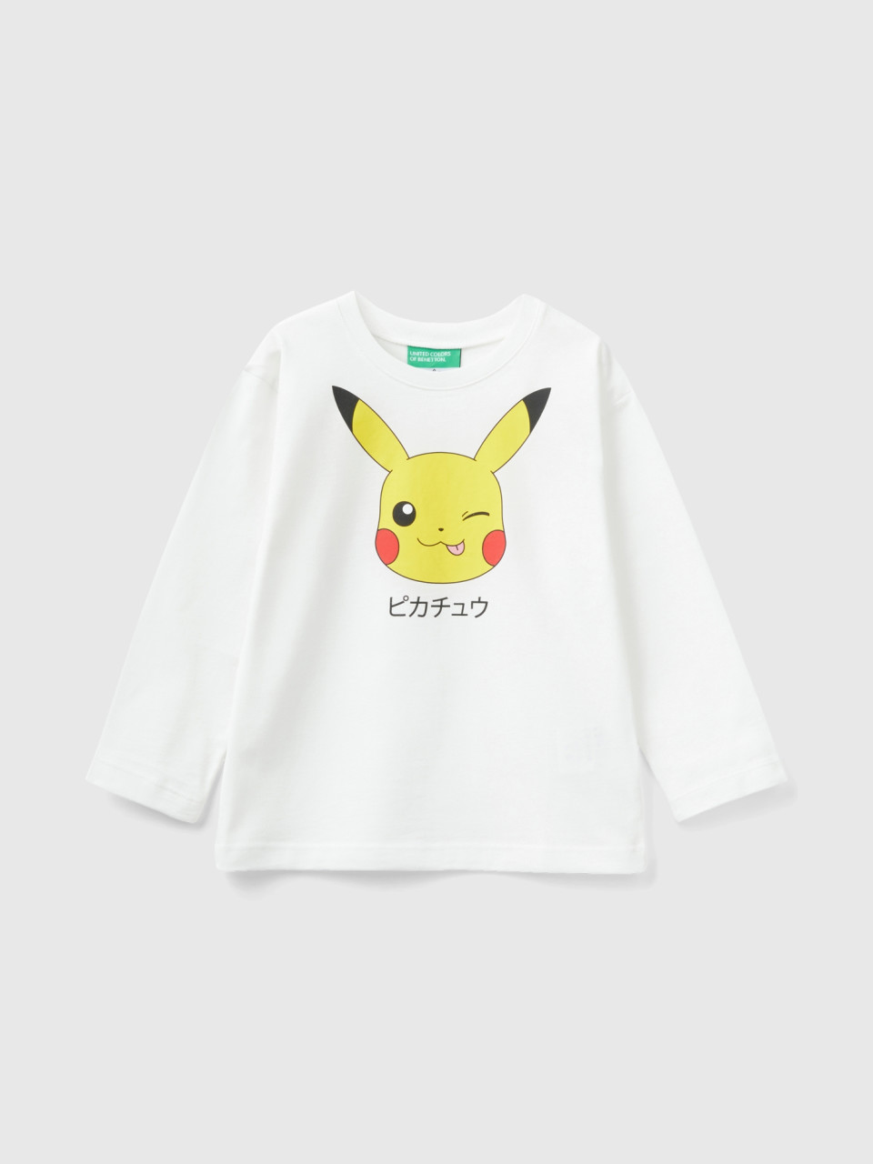 Benetton, T-shirt Pokémon 100 % Coton, Blanc, Enfants