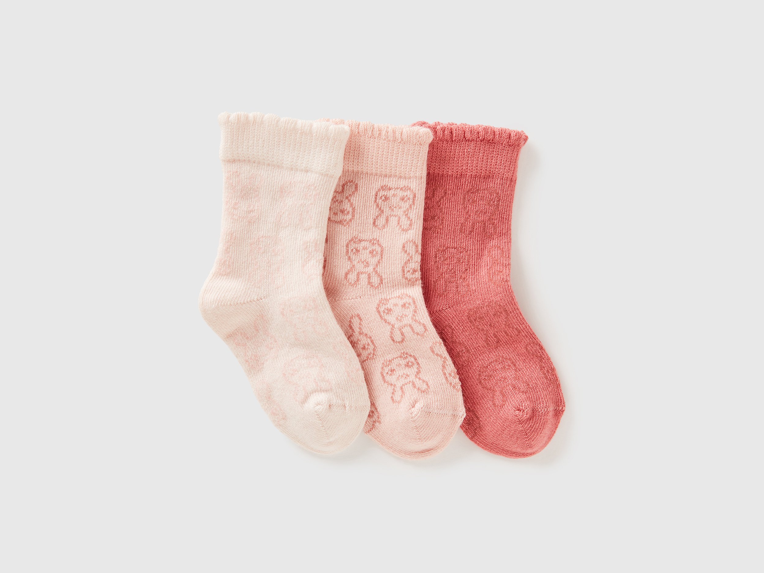 Benetton, Three Pairs Of Socks With Bunnies, size 0-6, Multi-color, Kids