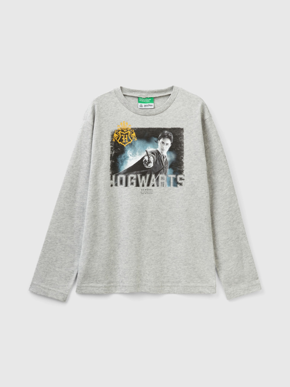 Benetton, Long Sleeve Harry Potter T-shirt, Light Gray, Kids