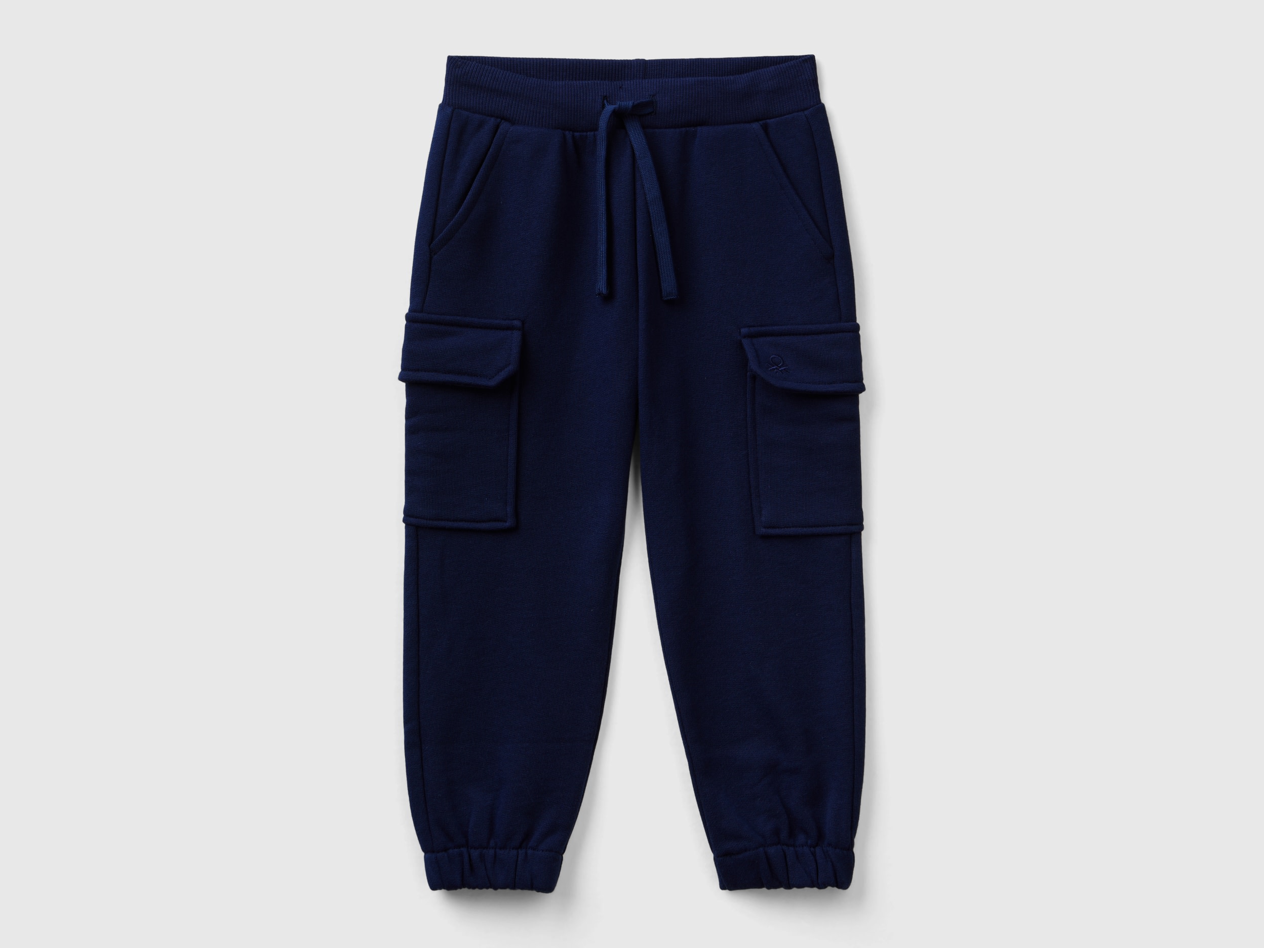 Benetton, Pantaloni Cargo In Felpa, Blu Scuro, Bambini