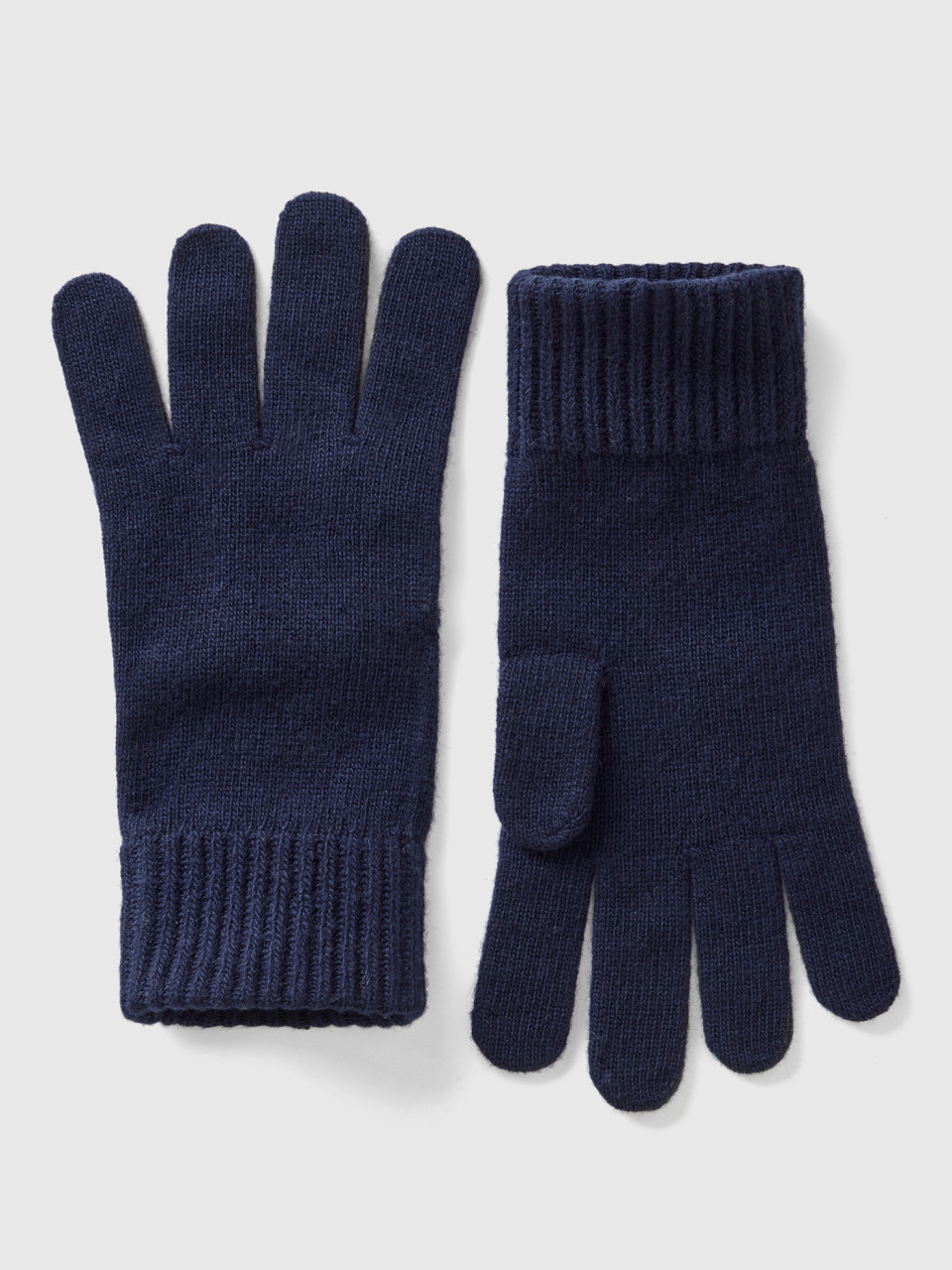 Benetton, Gloves In Pure Virgin Wool, Dark Blue, Men