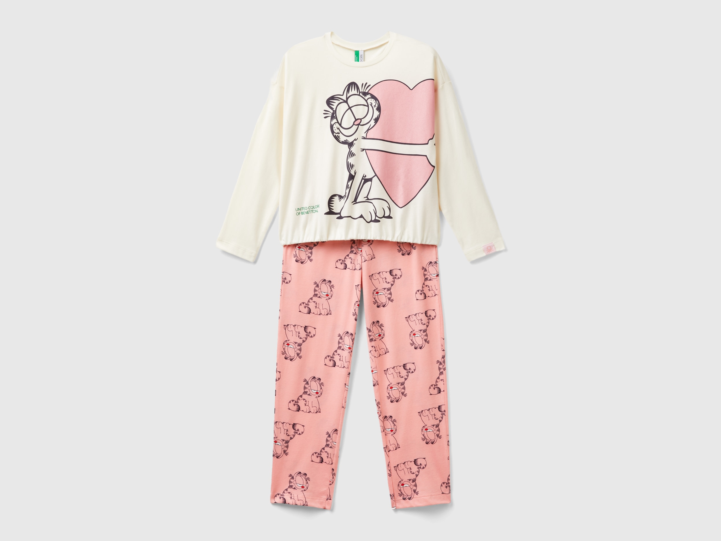 Benetton, Pigiama Garfield ©2024 By Paws, Inc., Bianco Panna, Bambini