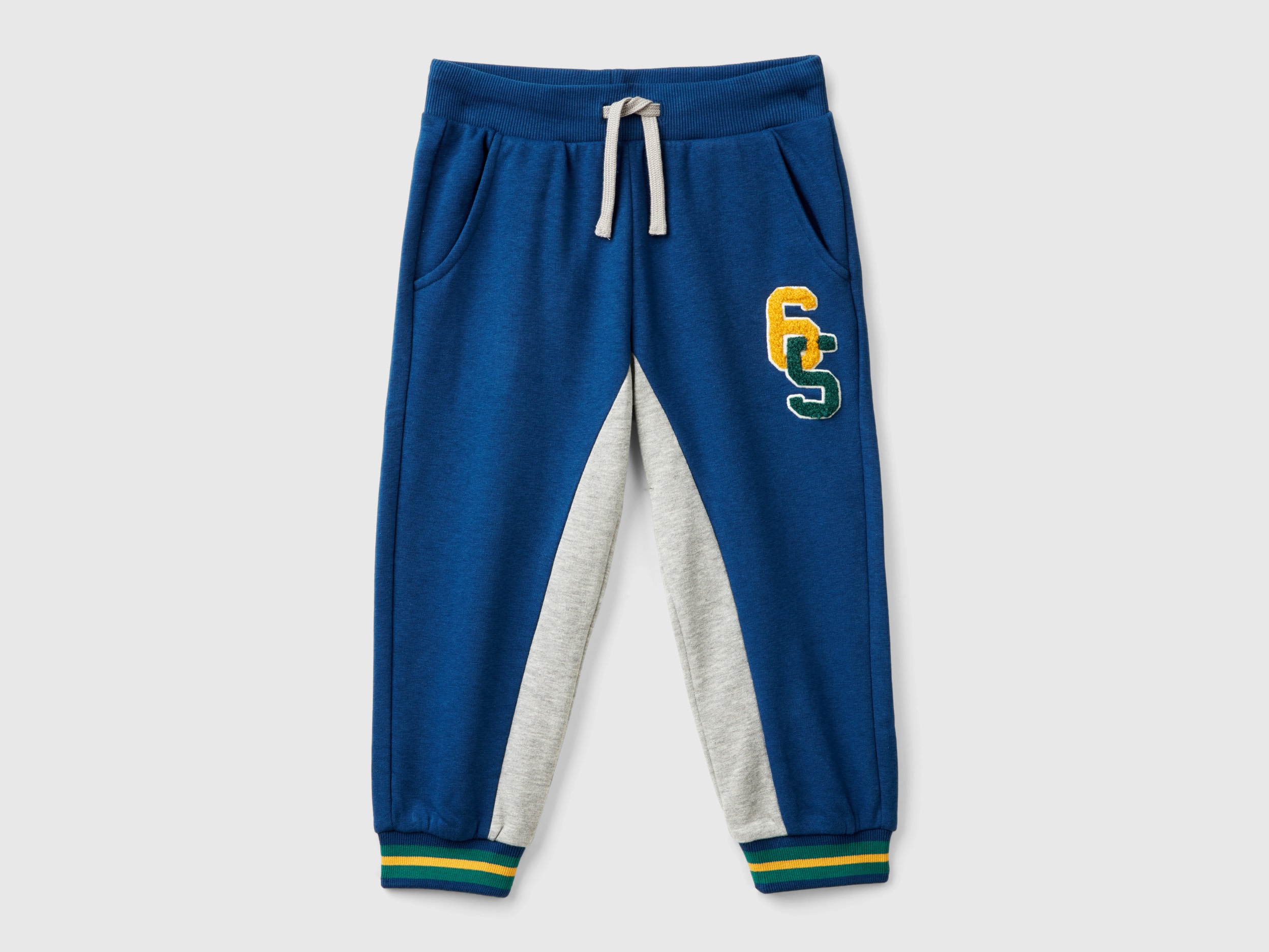 Benetton, Pantaloni In Felpa Con Ricamo, Blu, Bambini