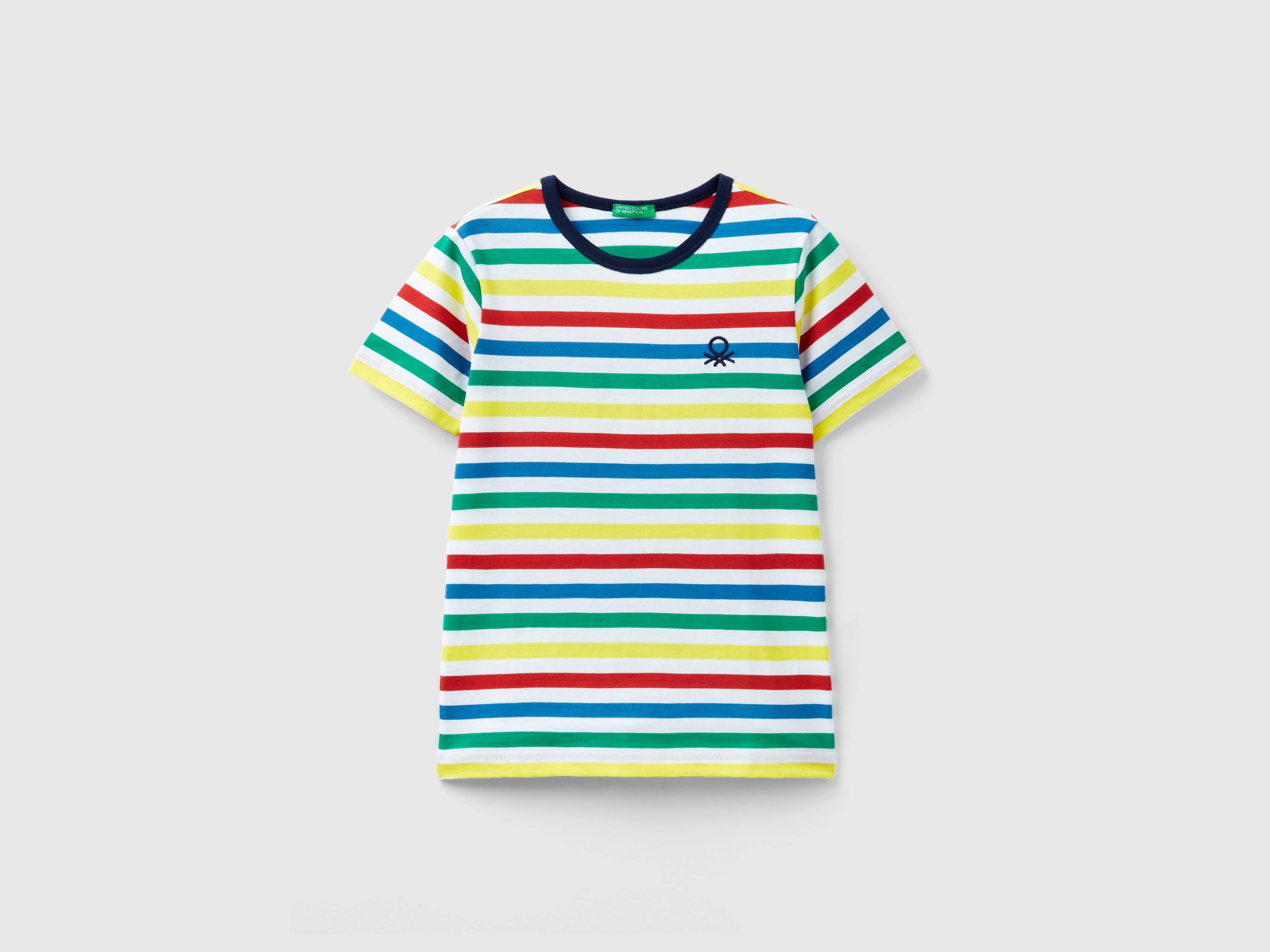 Benetton, Striped 100% Cotton T-shirt, size 3XL, Multi-color, Kids