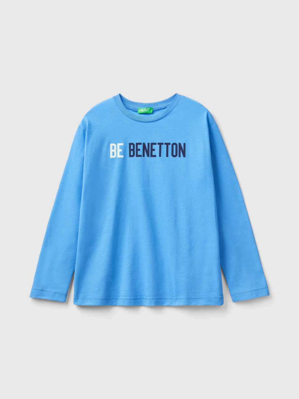 Benetton, Warm T-shirt With Logo Print, Blue, Kids