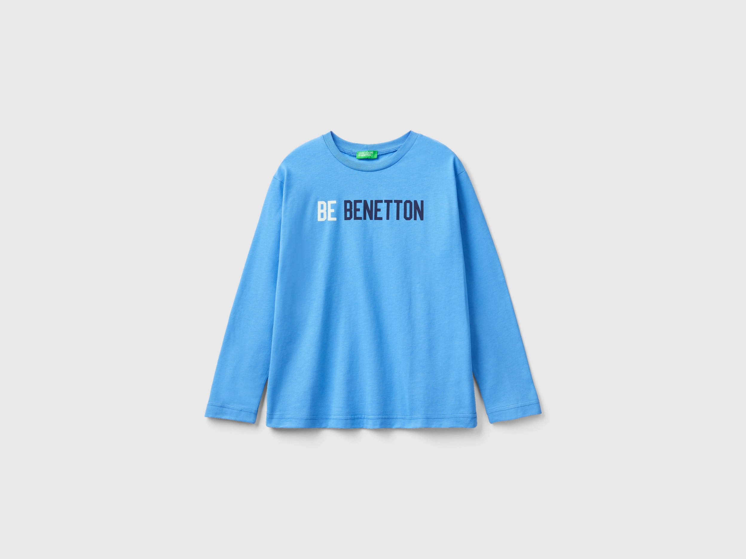 Benetton, Warm T-shirt With Logo Print, size 3XL, Blue, Kids