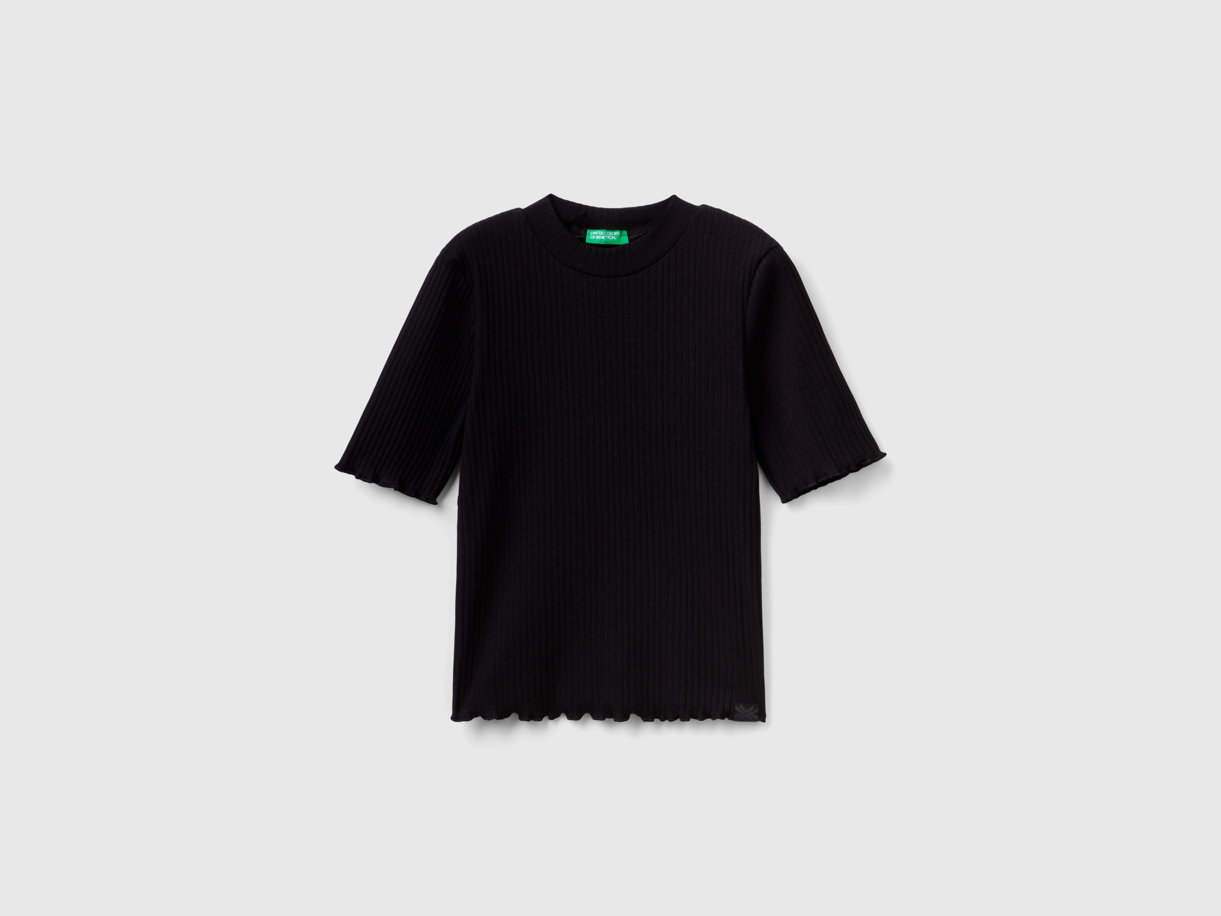 Benetton, Short Sleeve Turtleneck T-shirt, size L, Black, Kids