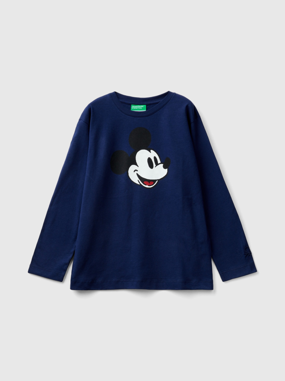 Benetton, Dark Blue T-shirt With Mickey Mouse Print, Dark Blue, Kids