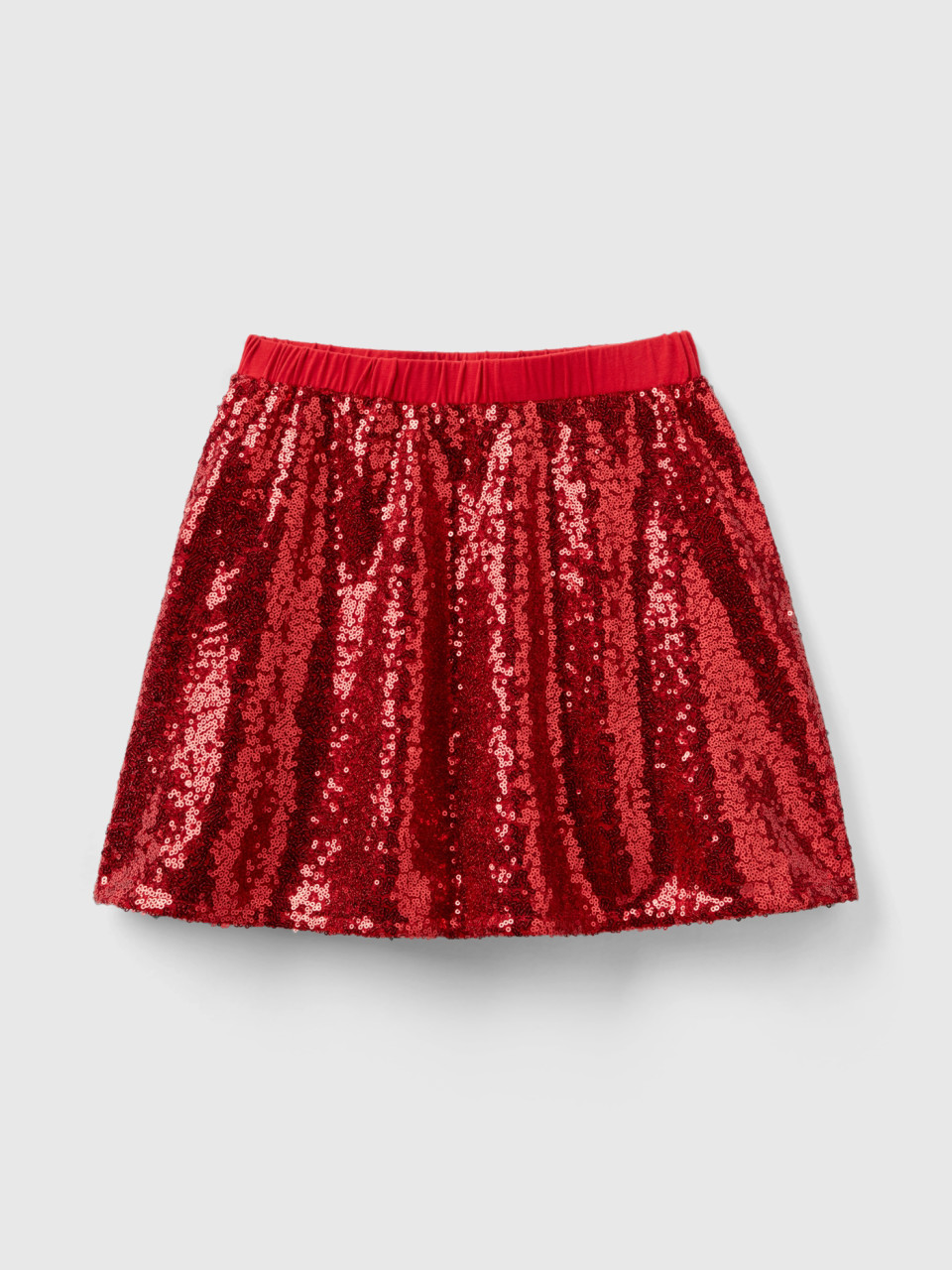Benetton, Mini Skirt With Sequins, Red, Kids