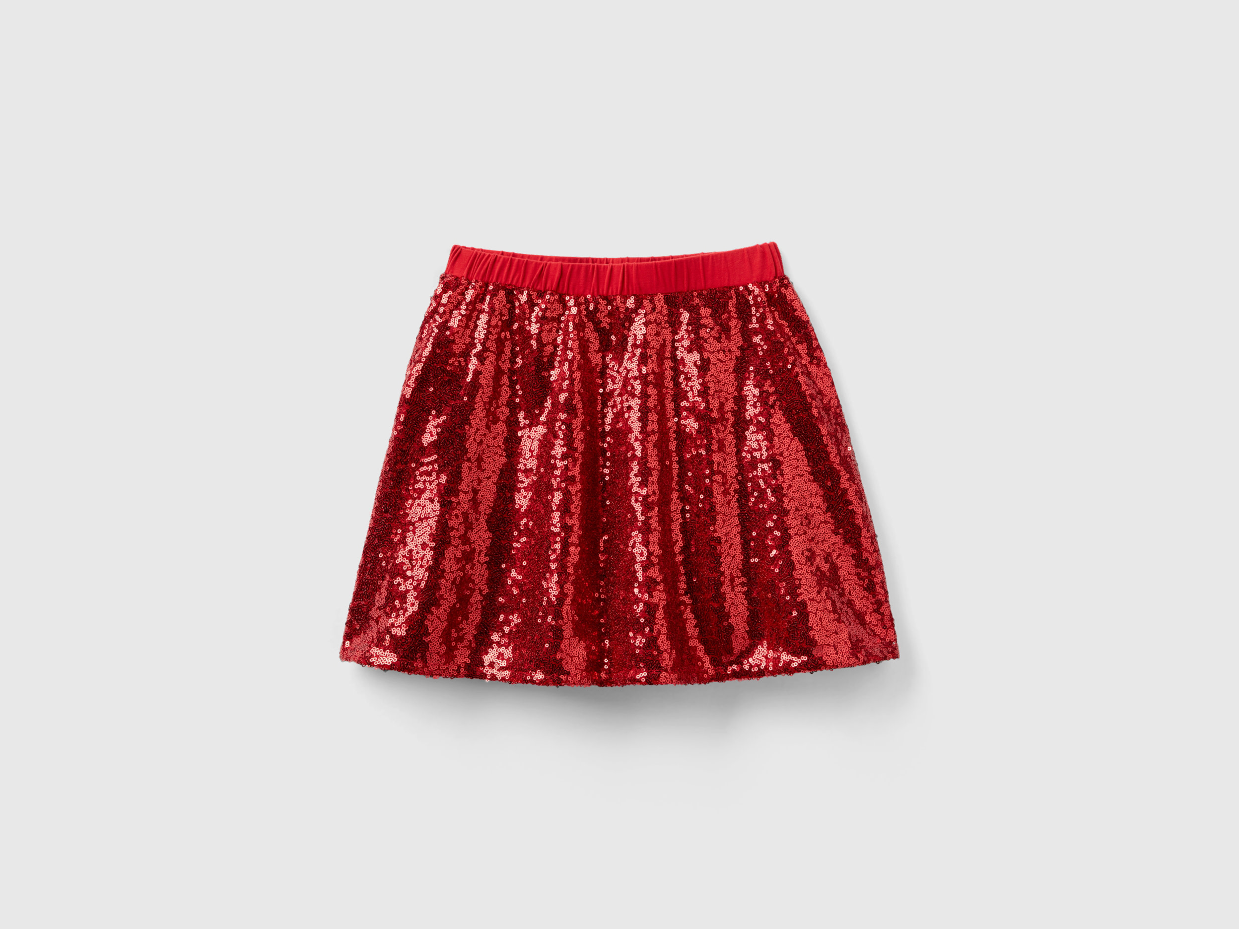 Benetton, Mini Skirt With Sequins, size XL, Red, Kids