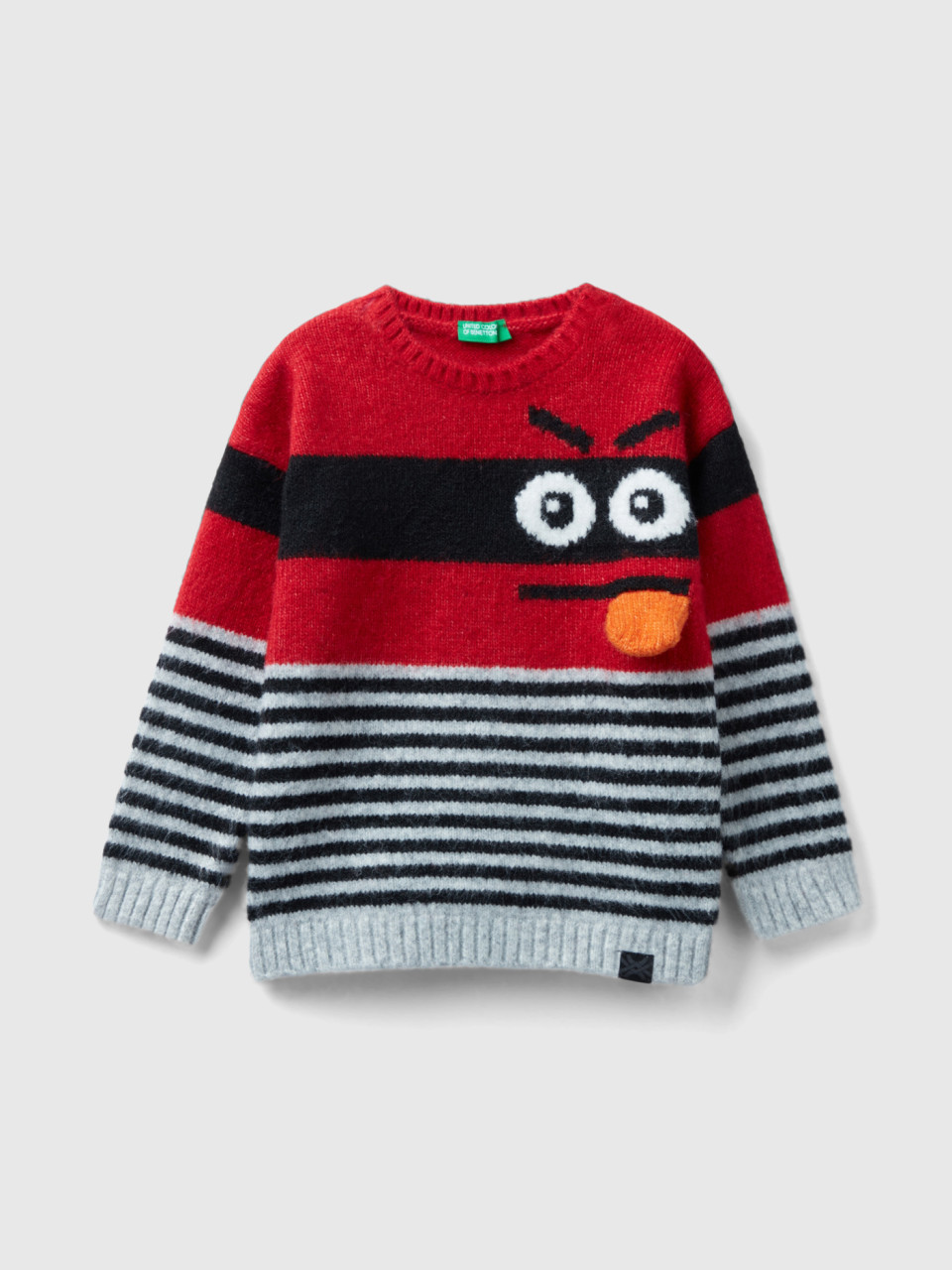 Benetton, Sweater With Monster Inlay, Red, Kids
