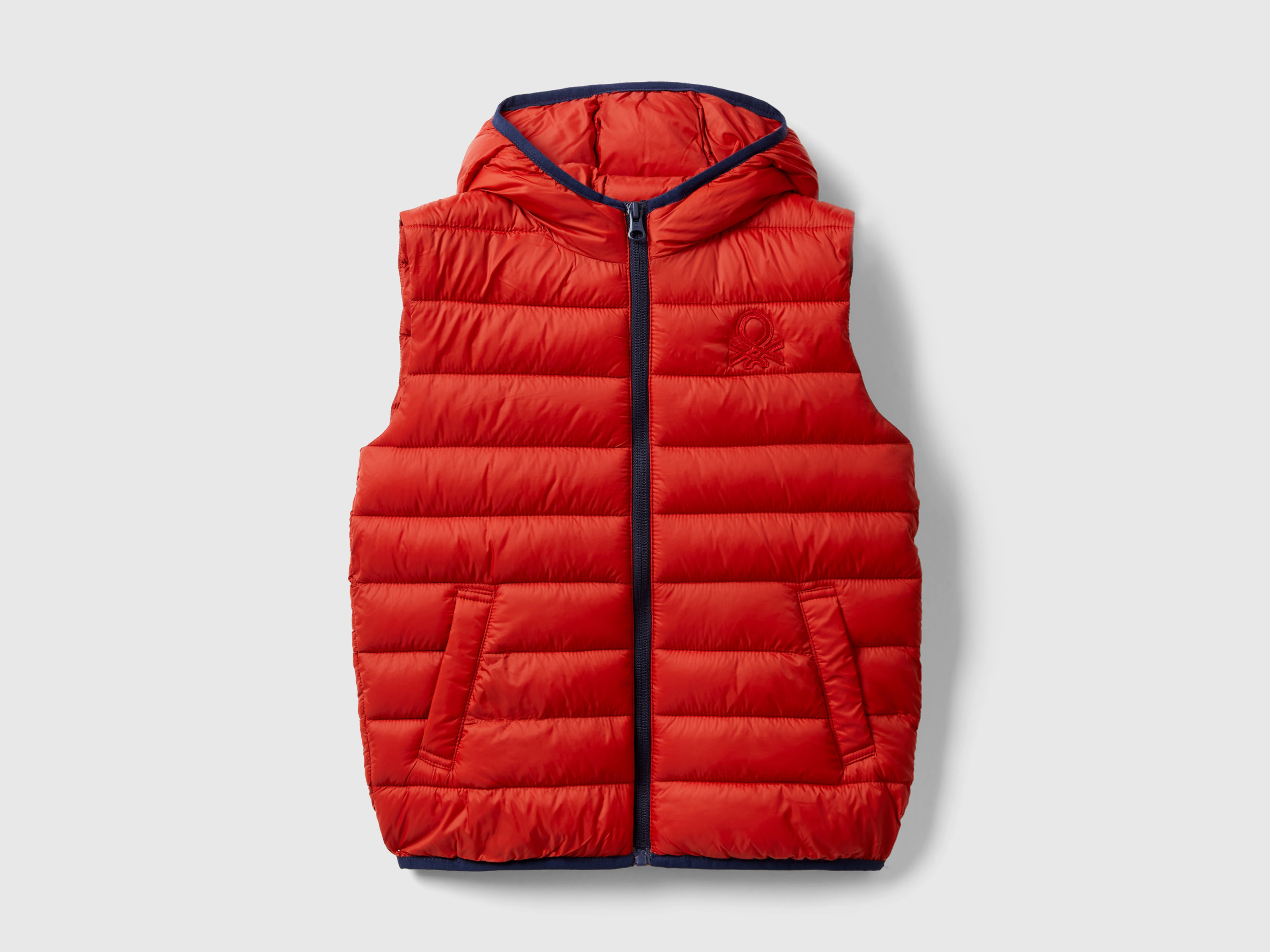 Benetton, Padded Jacket With Hood, size M, Brick Red, Kids