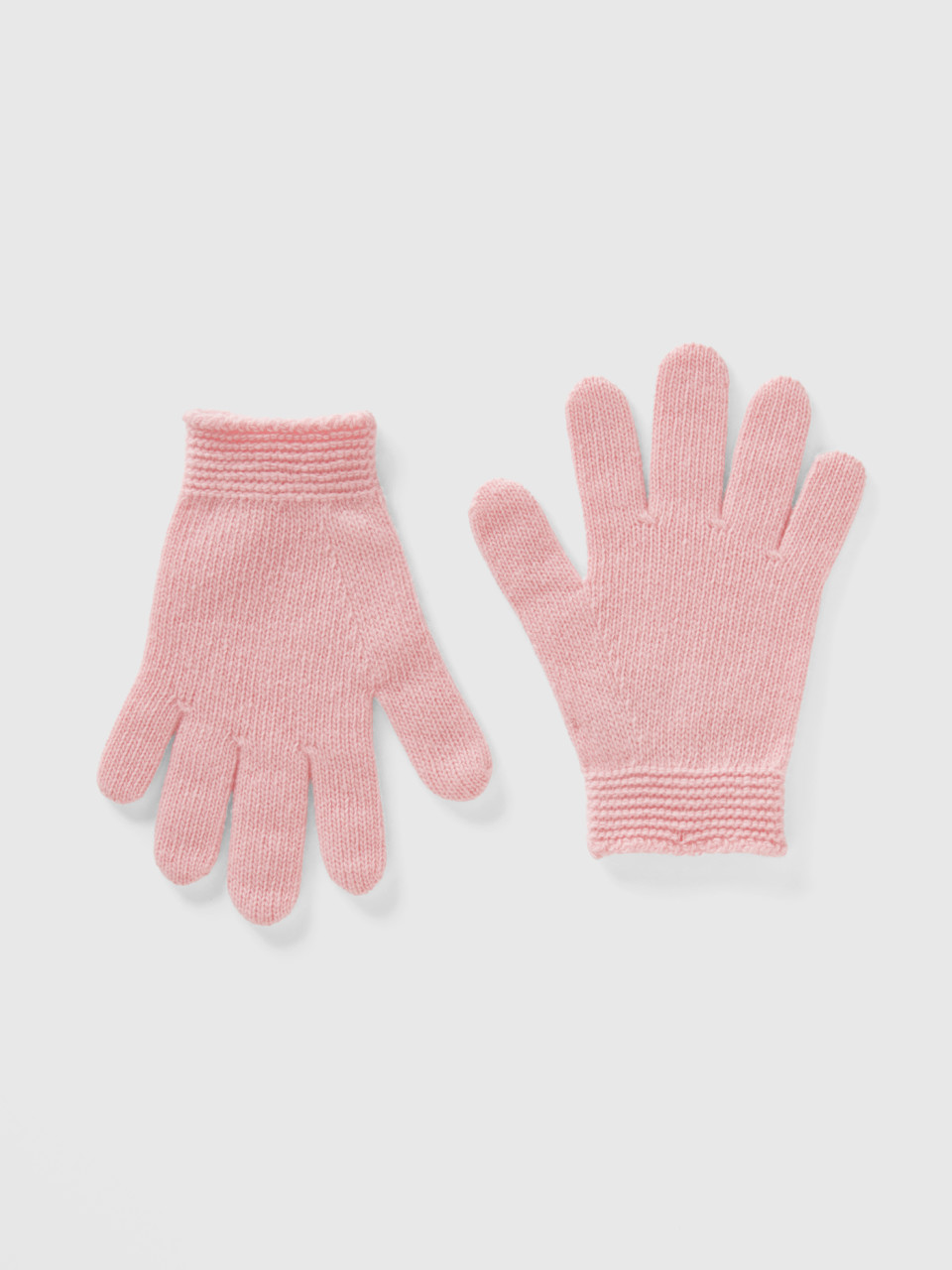 Benetton, Gloves In Stretch Wool Blend, Pink, Kids