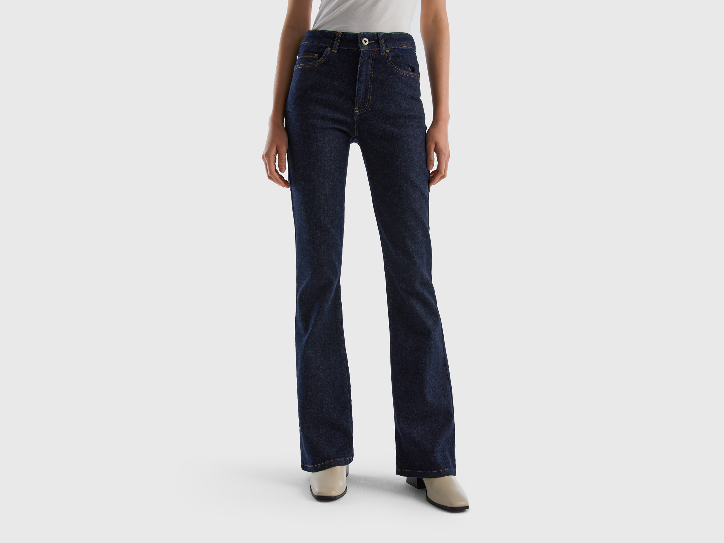 Benetton, Stretch Flared Jeans, size 28, Dark Blue, Women