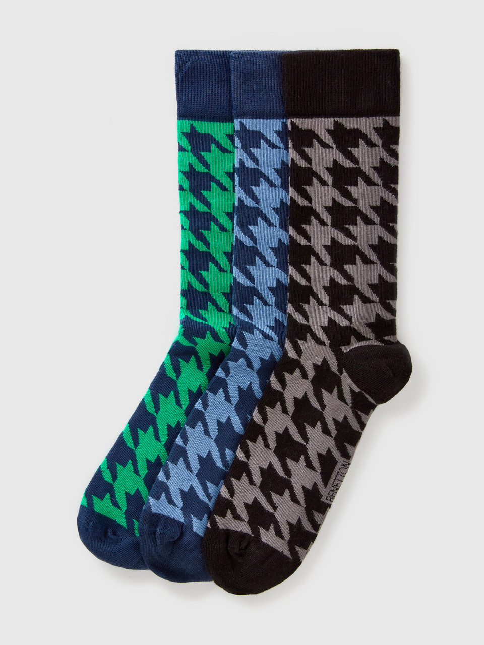 Benetton, Long Houndstooth Socks, Multi-color, Men