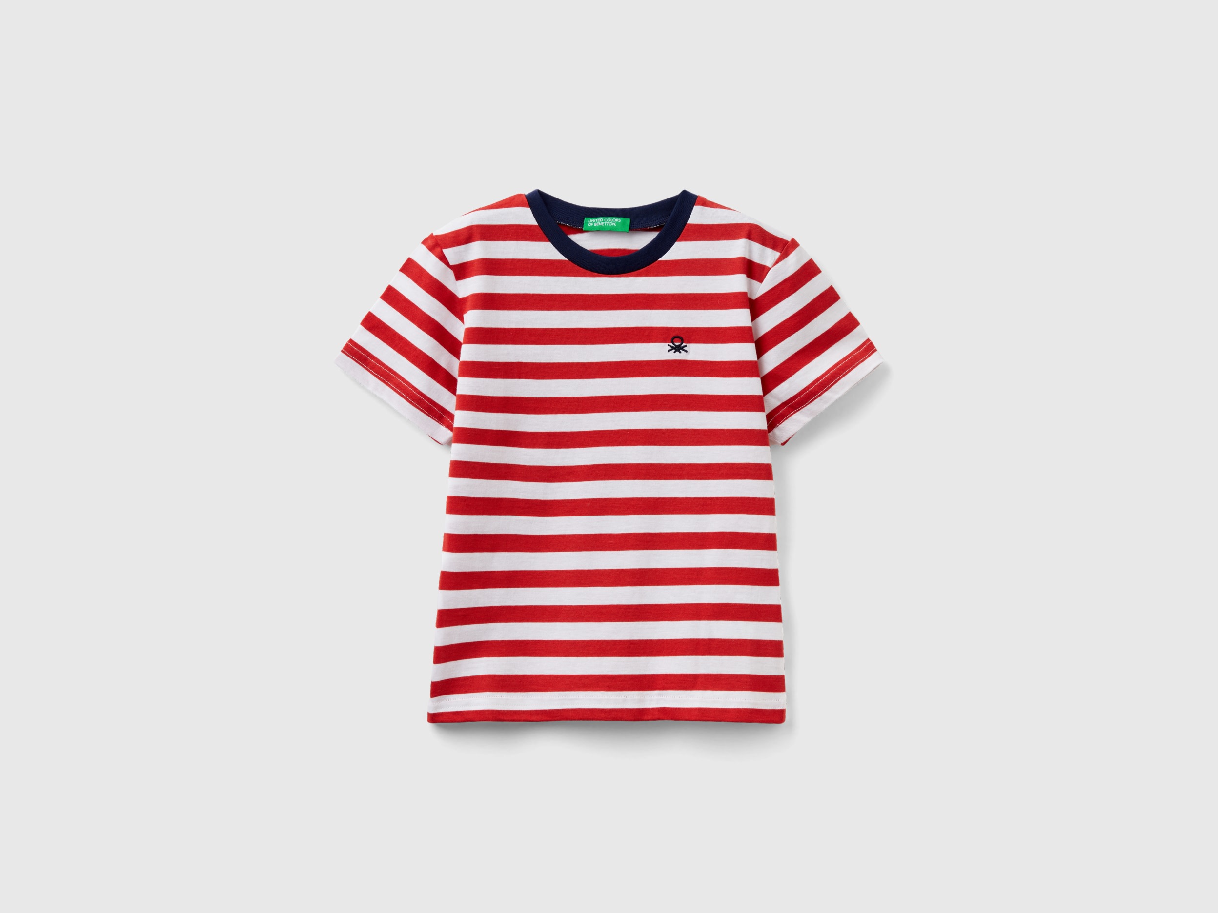 Benetton, Striped 100% Cotton T-shirt, size 3-4, Red, Kids