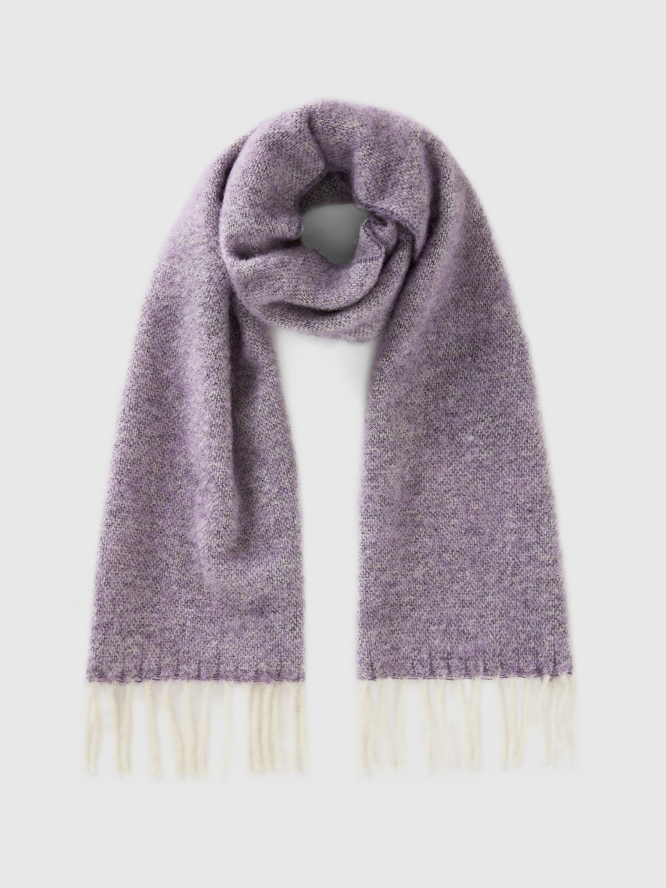 Benetton, Scarf In Recycled Fabric And Wool Blend, Lilac, Women
