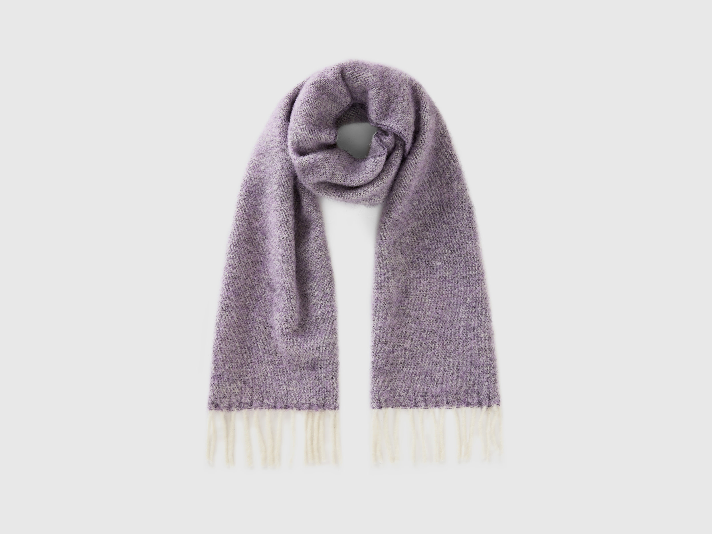 Benetton, Scarf In Recycled Fabric And Wool Blend, size OS, Lilac, Women