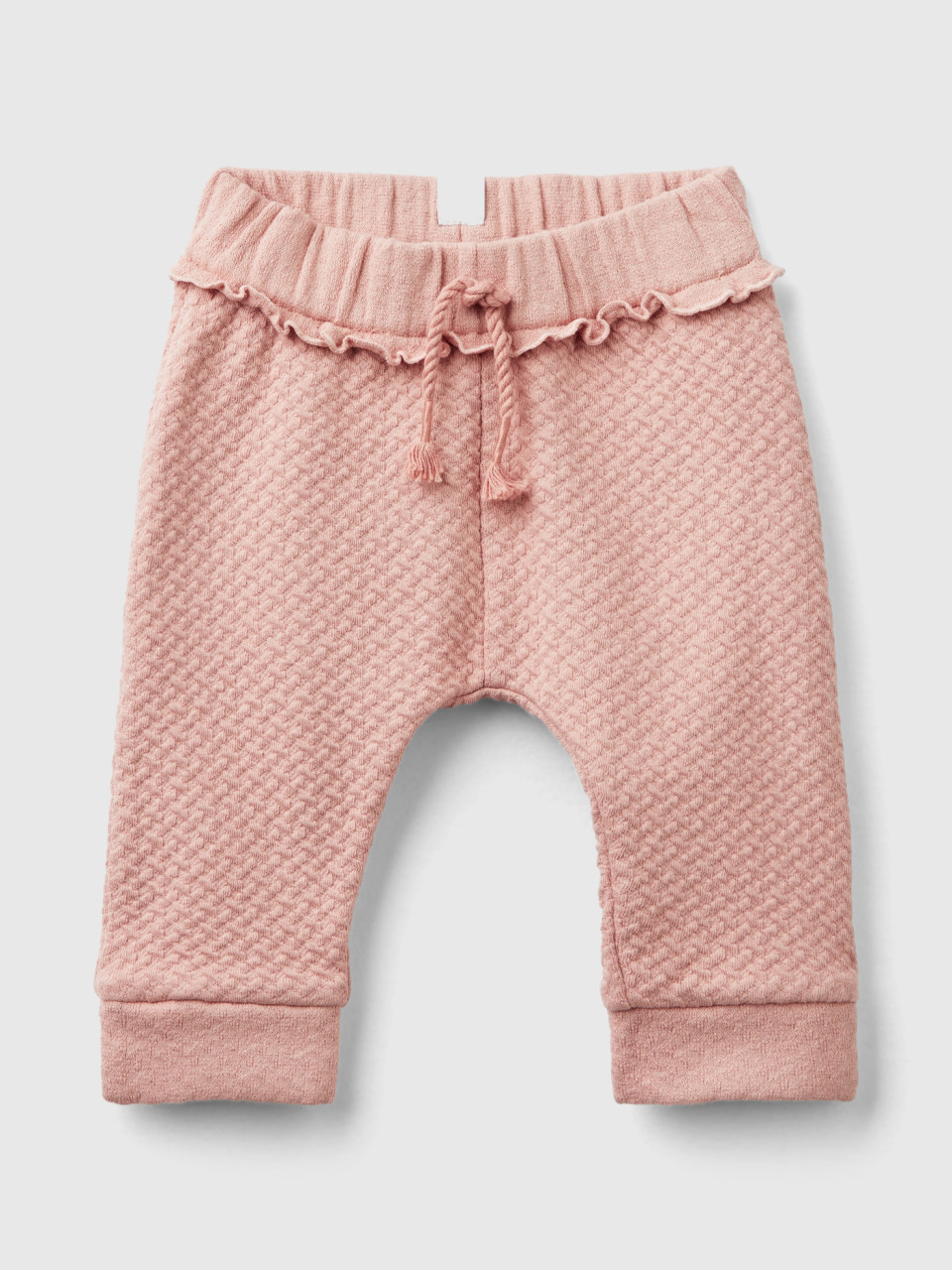 Benetton, Jacquard Trousers With Slits, Soft Pink, Kids