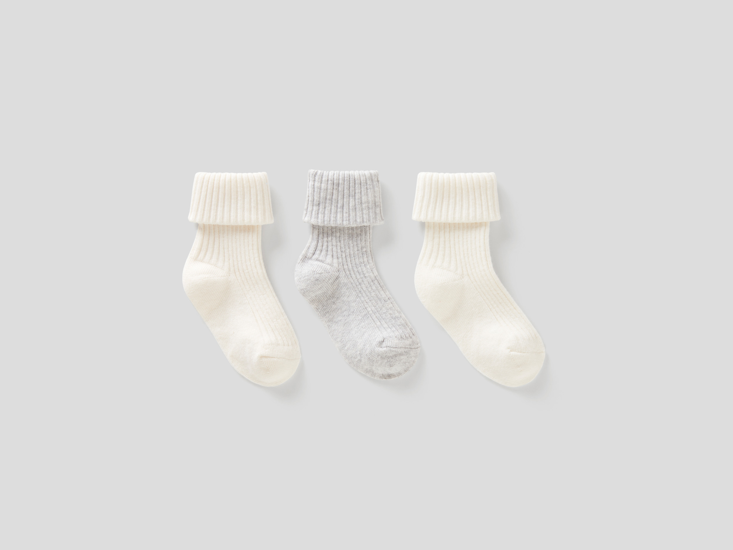 Benetton, Set Calzini Con Risvolto, Bianco Panna, Bambini Benetton, Set Calzini Con Risvolto, Bianco Panna, Bambini
