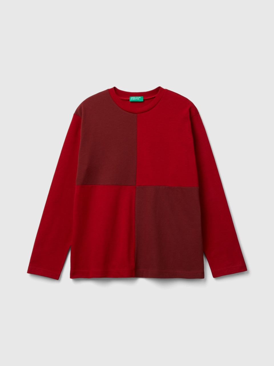 Benetton, T-shirt With Maxi Check, Red, Kids